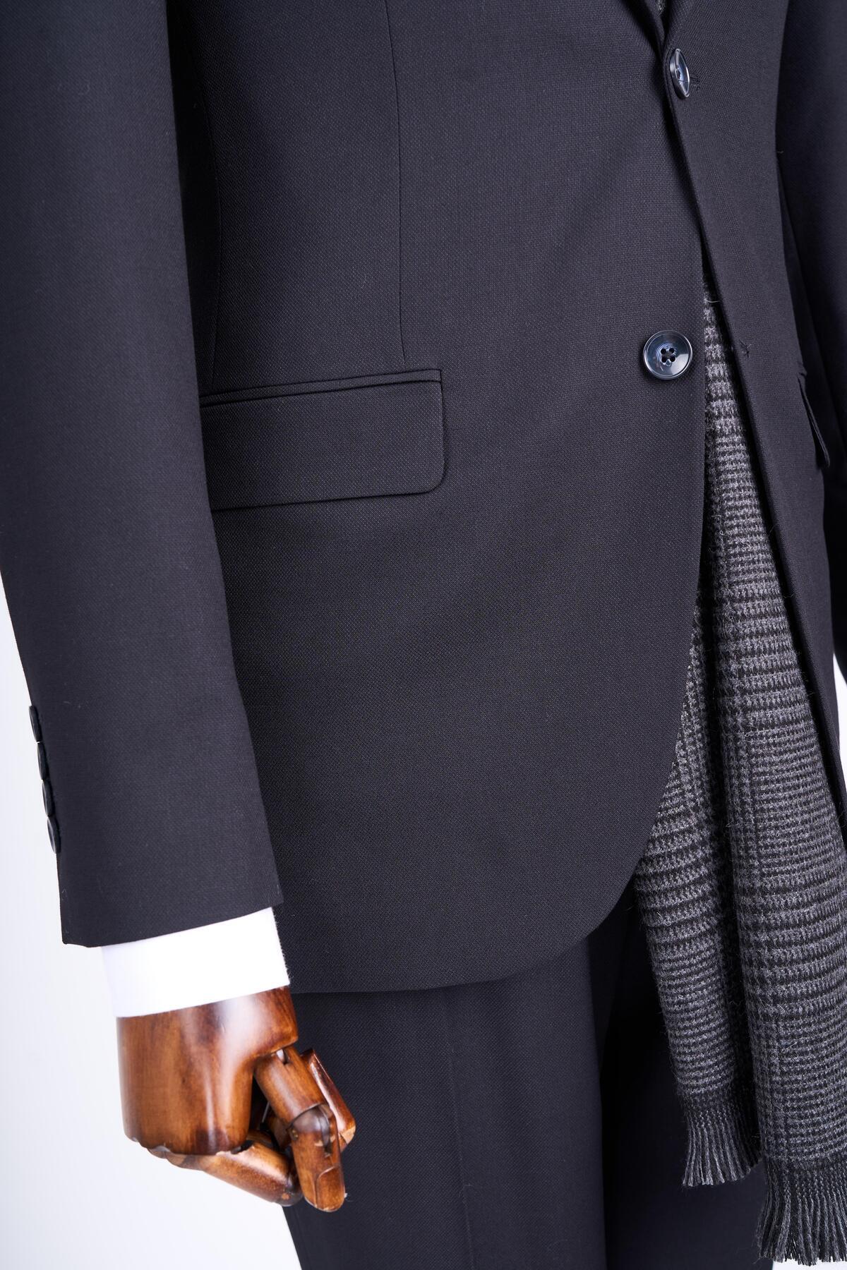 TerziAdemAltun SLİM FİT CEKET PANTALON TAKIM ELBİSE SİYAH T13513 görsel 7