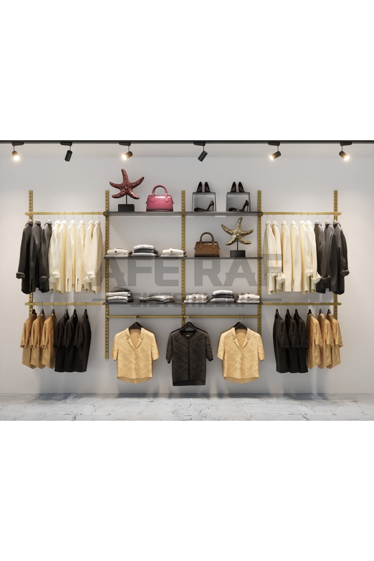 Store Shelf System, Hanger System, Boutique Shelf, Store Stand, Dressing Room-365 *200