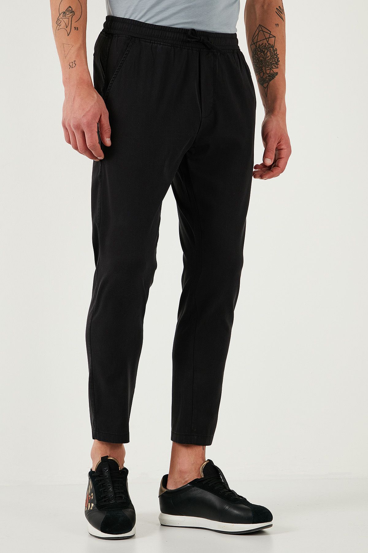 Buratti-Cotton Slim Fit Elastic Waist Pipe Leg Trousers Men's Pants 5545S87Jmilano 4