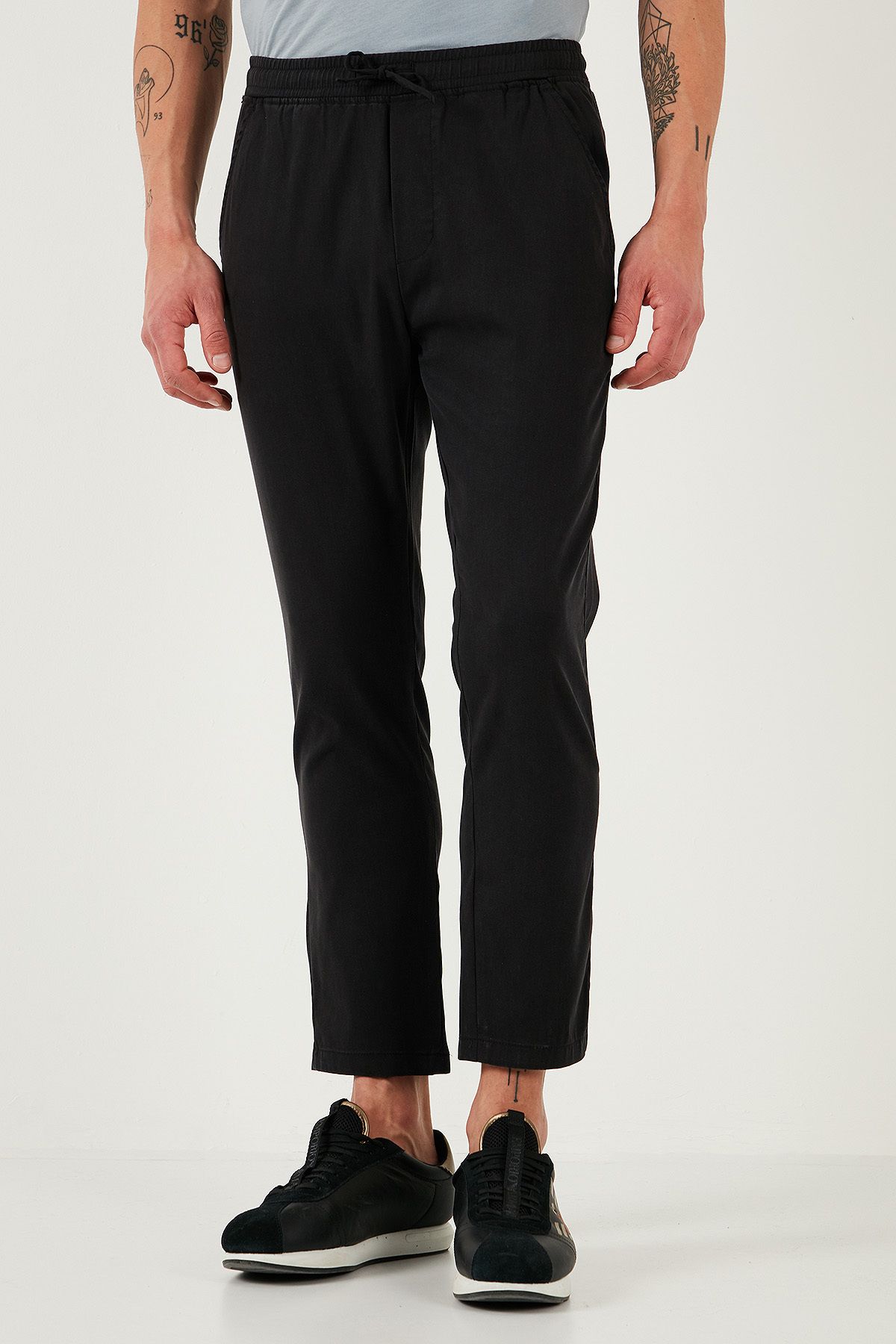 Buratti-Cotton Slim Fit Elastic Waist Pipe Leg Trousers Men's Pants 5545S87Jmilano 2