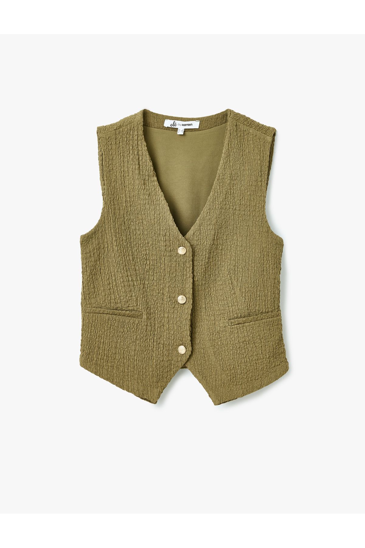 Koton Yeni Sezon Düğme Detaylı Kolsuz V Yaka Slim Fit Yelek Bürümcük