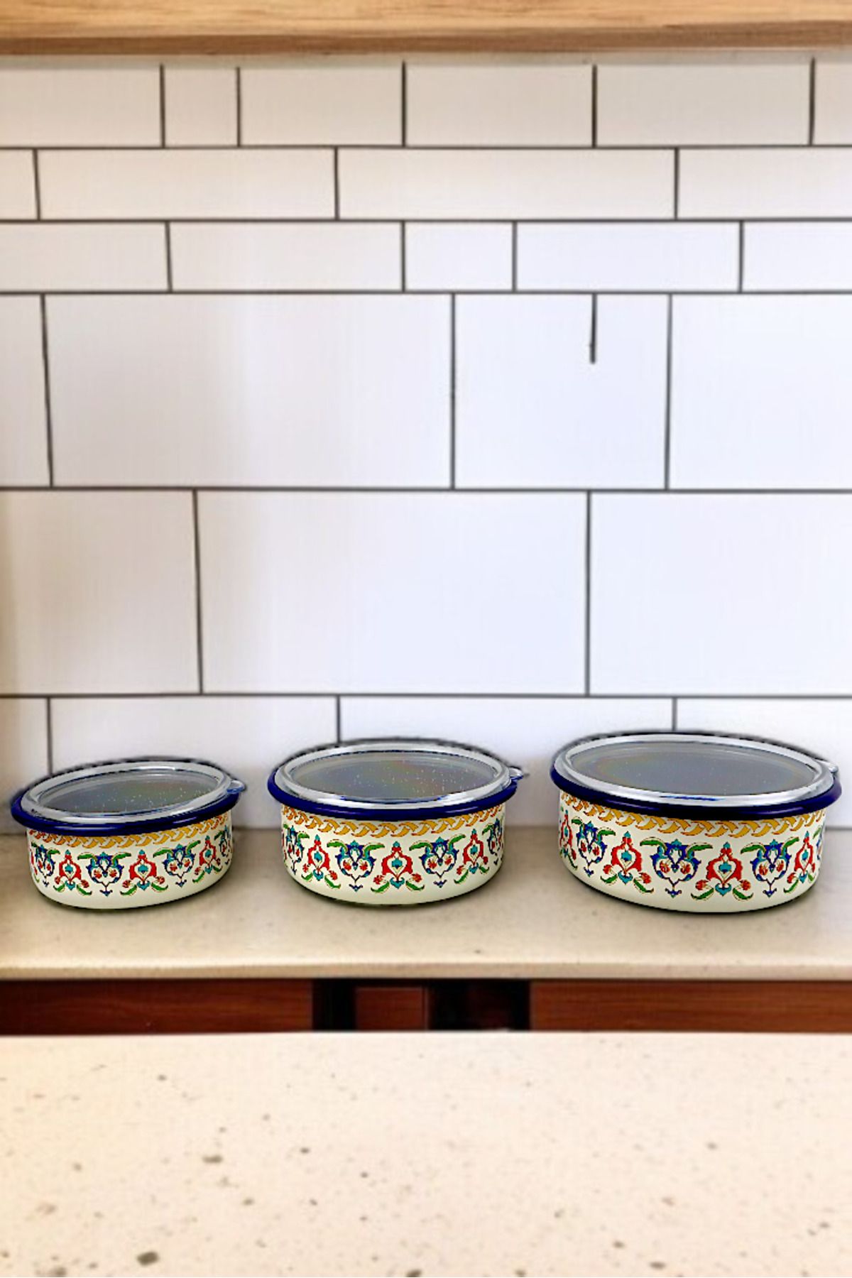 İnci Emaye-No. 14 - 16 - 18 Enameled Storage Container Set of 3 3