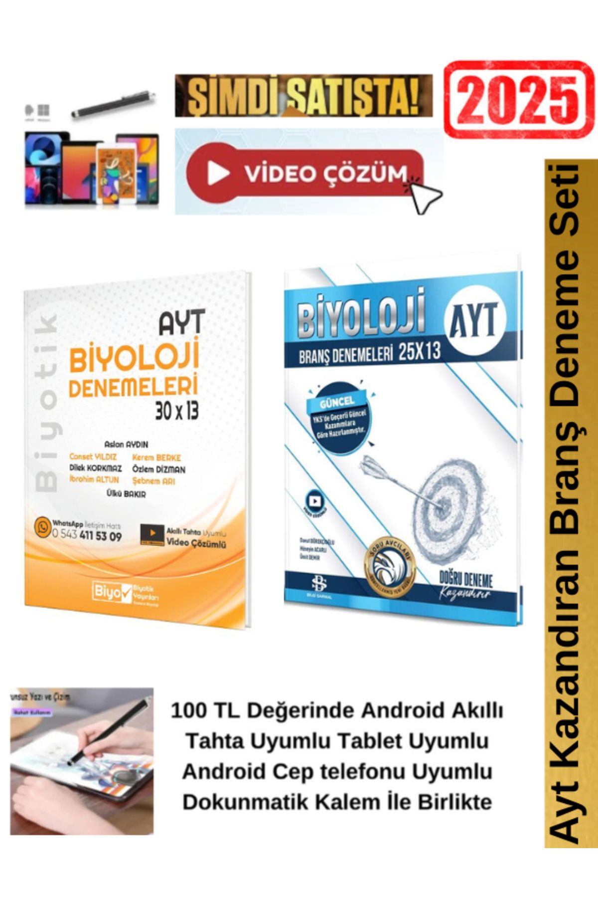 Biyotik Yayınları Ayt Biyoloji 30x13 Branş Deneme+Bilgi Sarmal Ayt Biyoloji 25x13 lü Deneme Seti+ Kalem