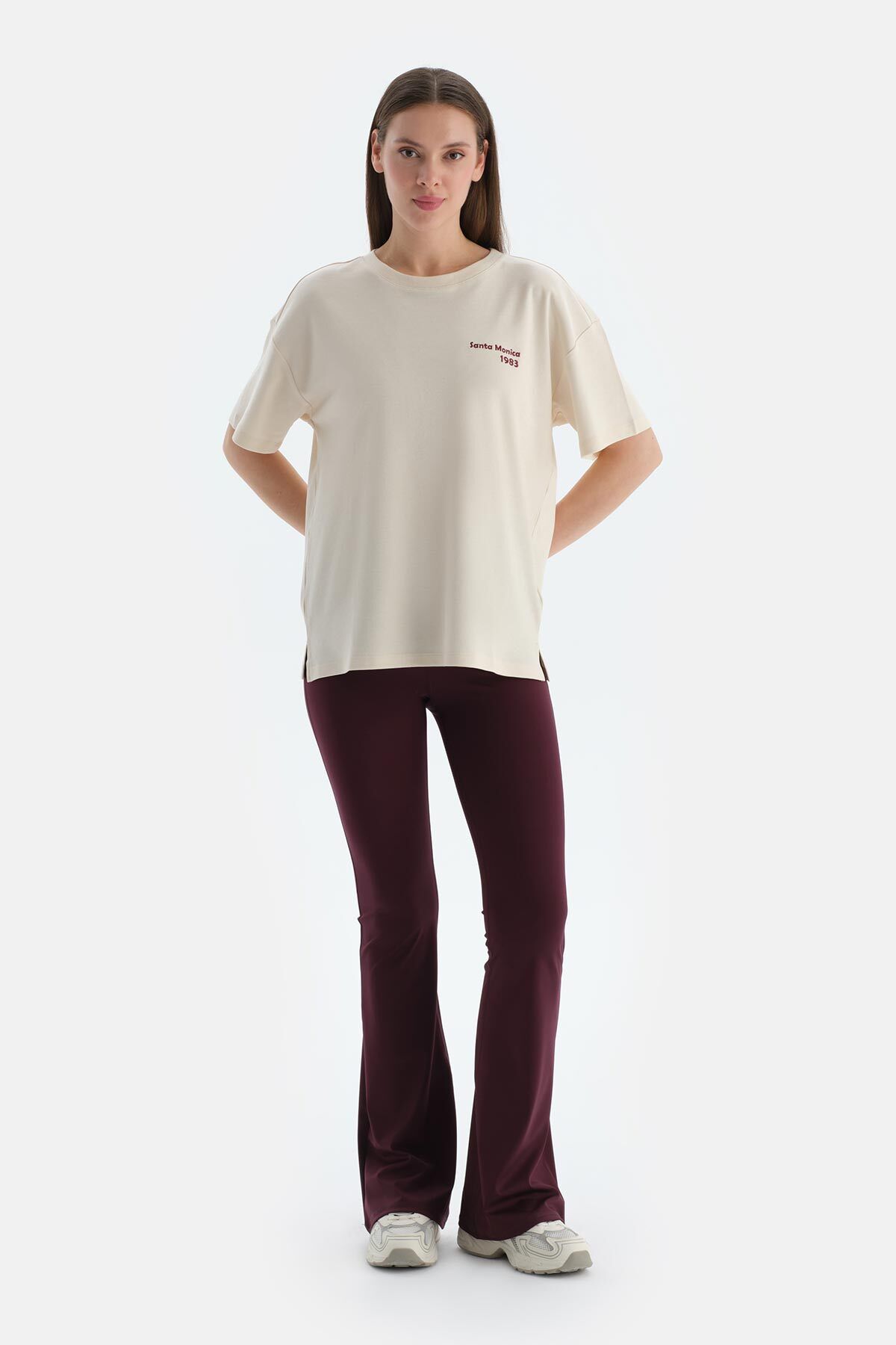 Dagi-Ecru Women's Slogan Printed T-Shirt 4