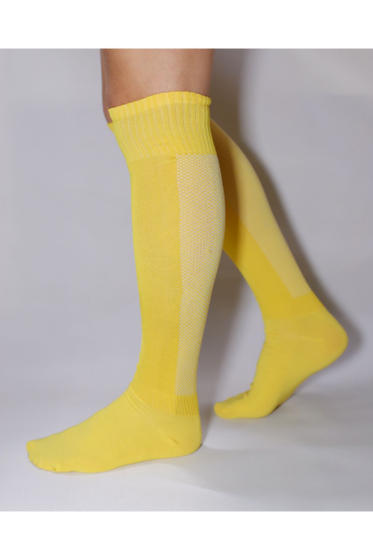 AYDIN WEAR Sarı Yetişkin Futbol Maç Halısaha Çorabı Tozluk Baldır Fileli 40-45