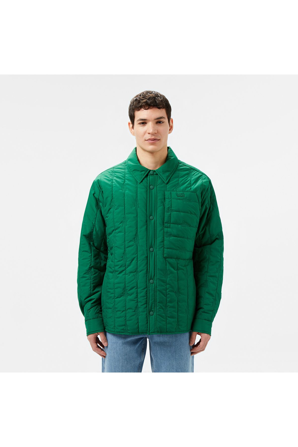 کت سبز طرح دار پیراهن مردانه با یقه مناسب Lacoste