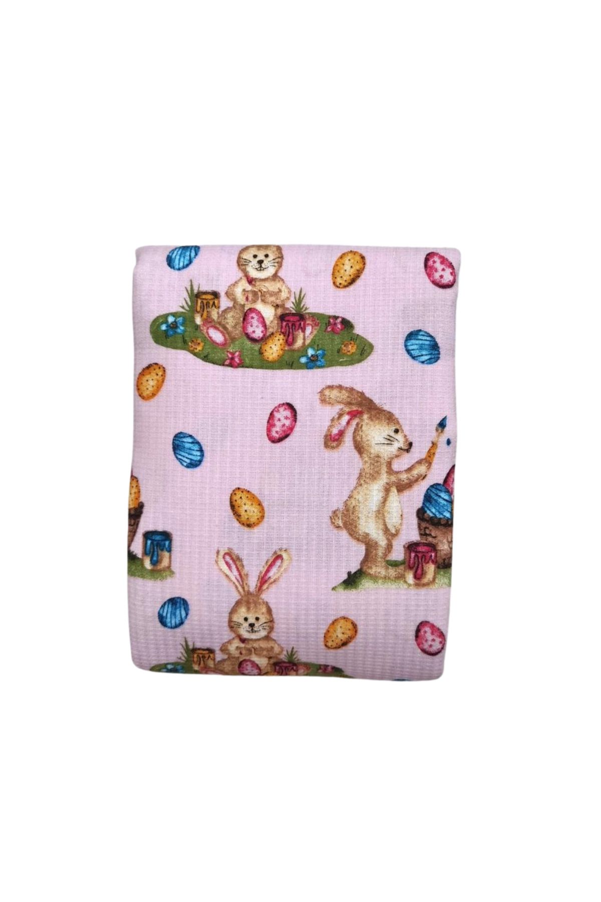 Kotonia Home Față De Masă, Paște, 100% Bumbac, Material Embosat, Roz 1, 160x160 Cm - 160 x 160