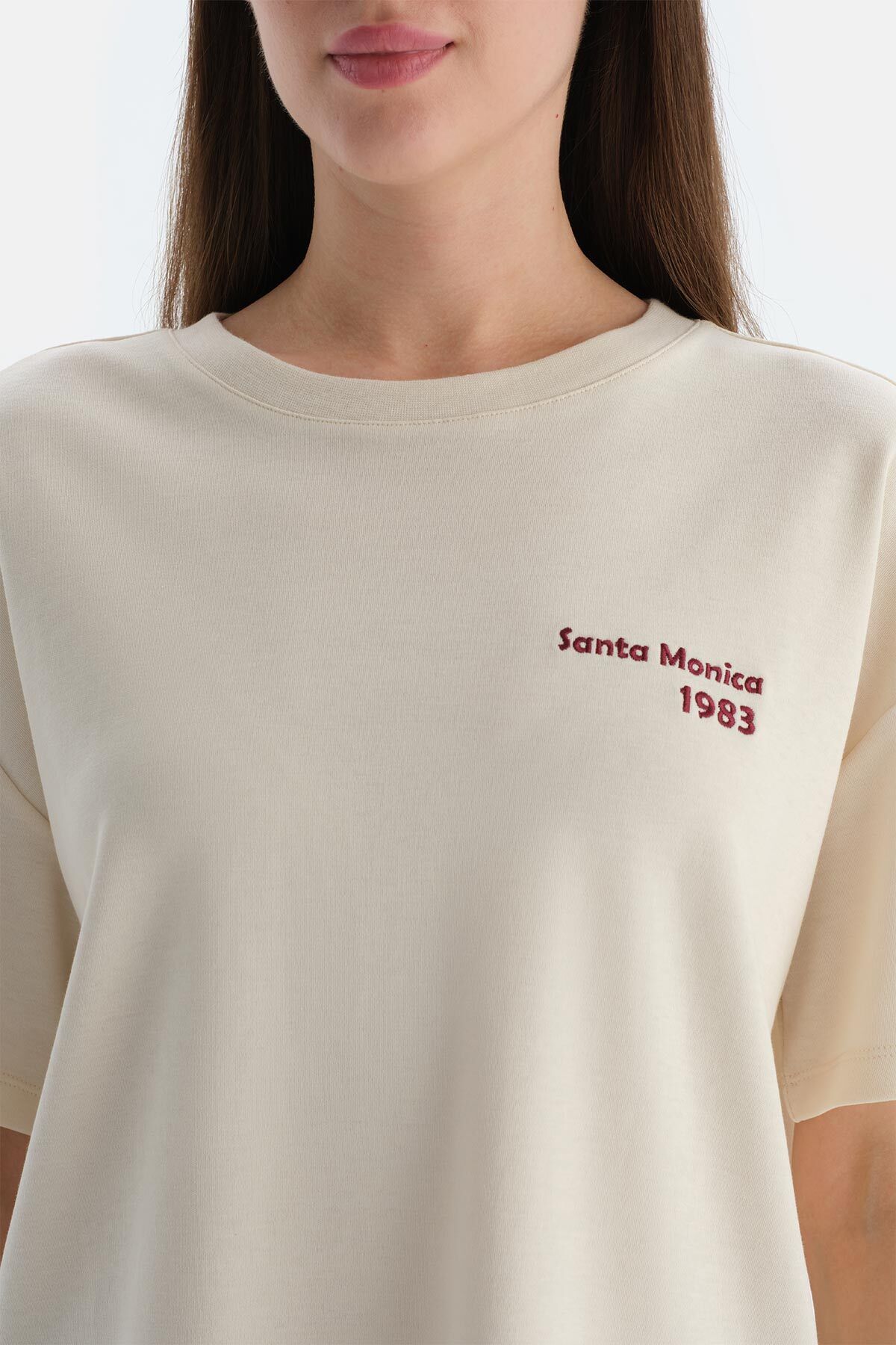 Dagi-Ecru Women's Slogan Printed T-Shirt 5