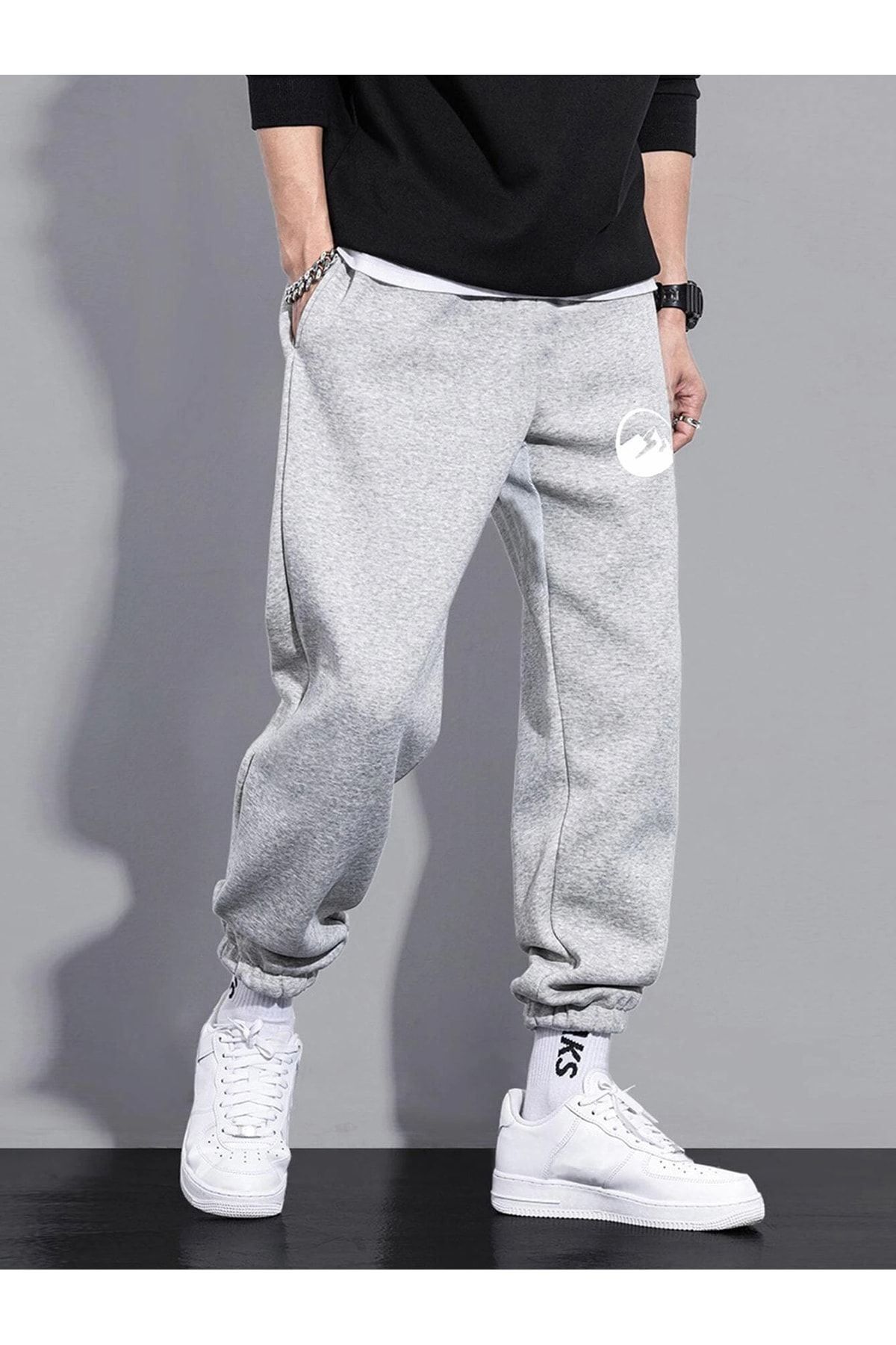 DUBU BUTİK-Pantaloni de sport de munte Jogger - Picior din cauciuc imprimat cu talie înaltă 3