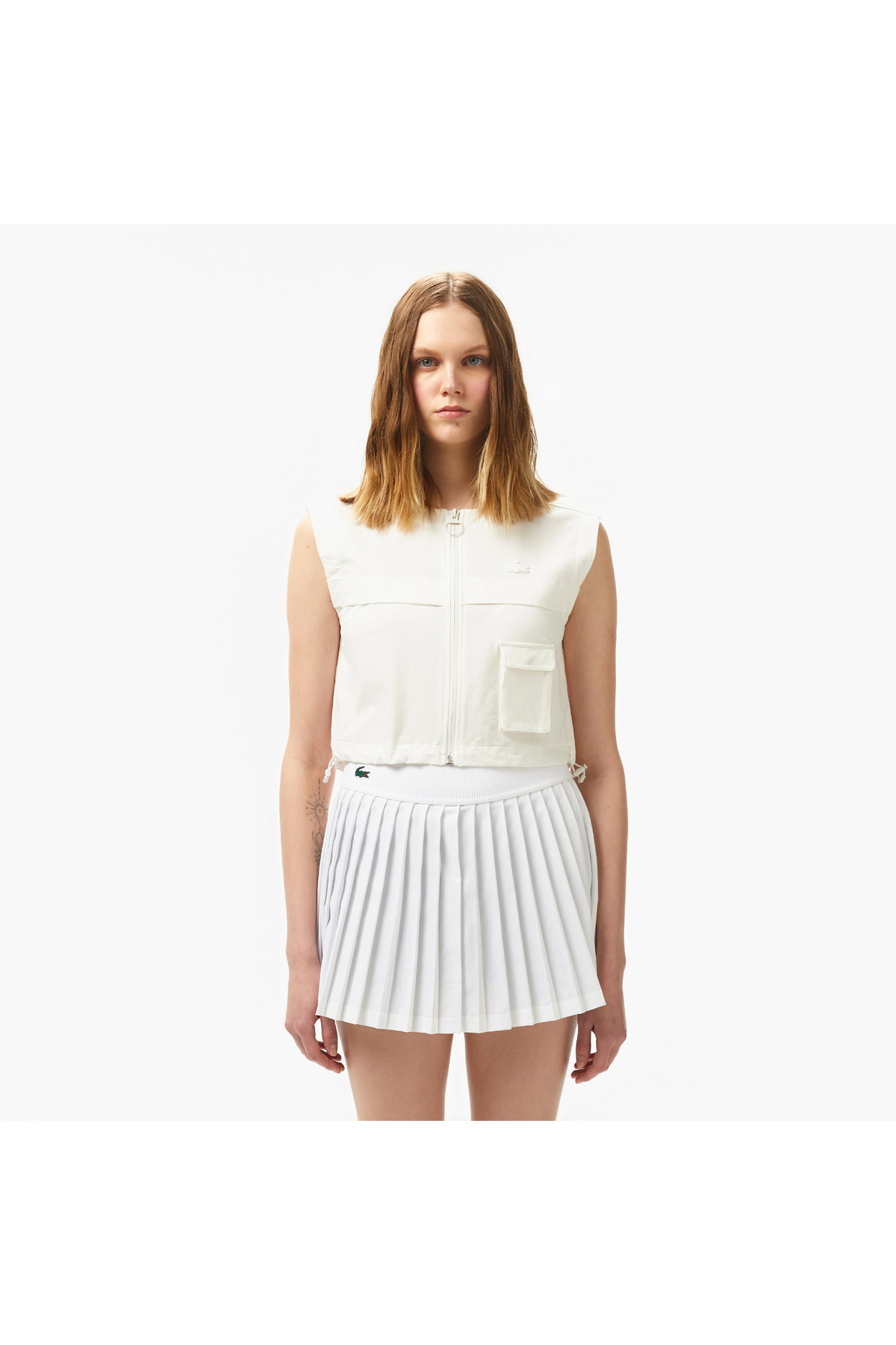 Kadın Regular Fit Kolsuz Fermuarlı Beyaz Gömlek