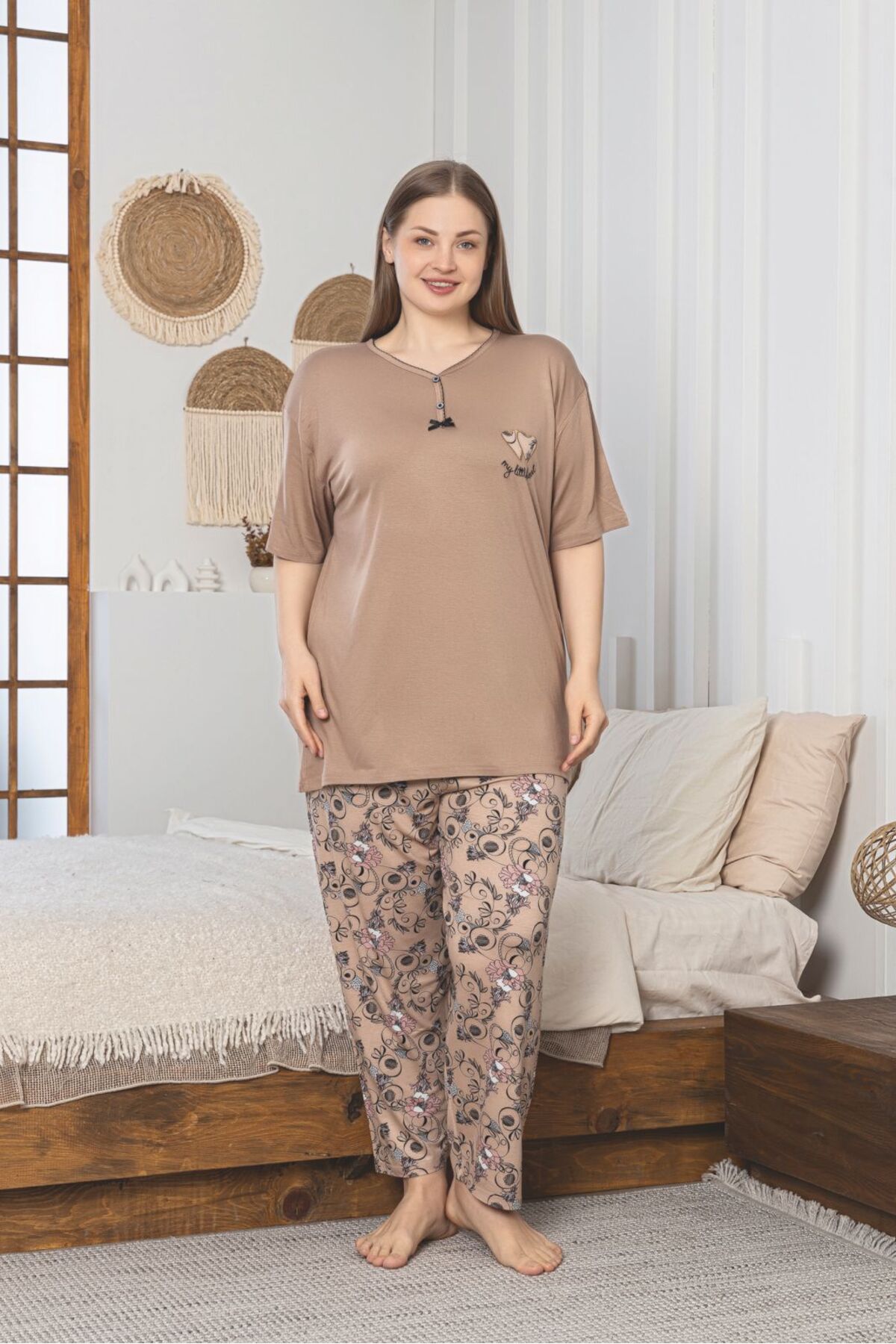 Plus Size Lycra Combed Cotton Pajamas Set