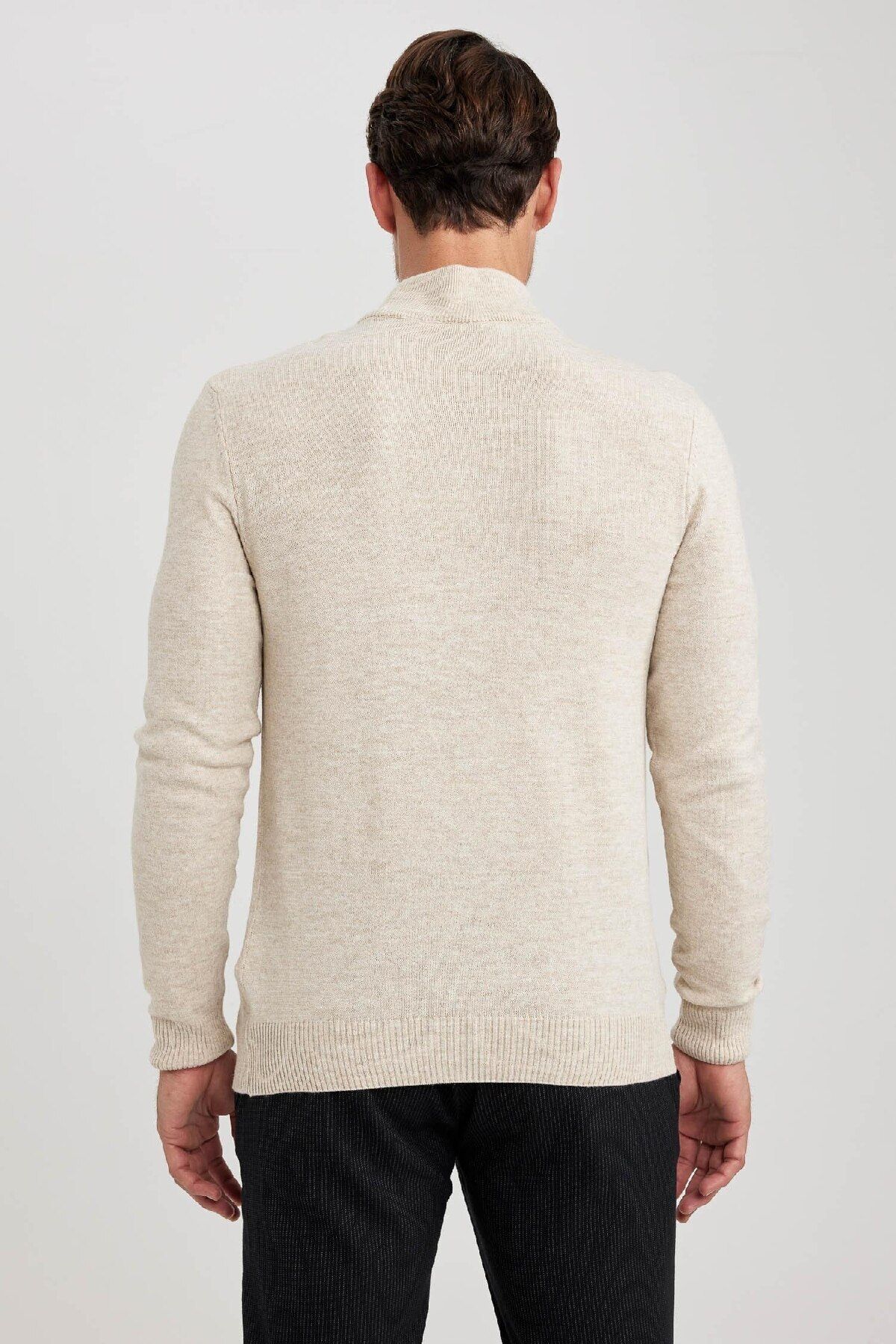 DeFacto-Pulover de bază, solid, cu jumătate de gât țesut, slim fit R1127az23wn 7