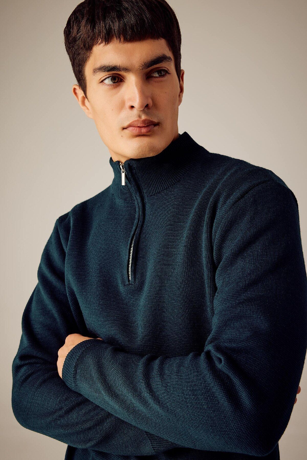 DeFacto-Basic-Strickpullover mit Stehkragen und Reißverschluss – Standard Fit A5184ax23wn 3