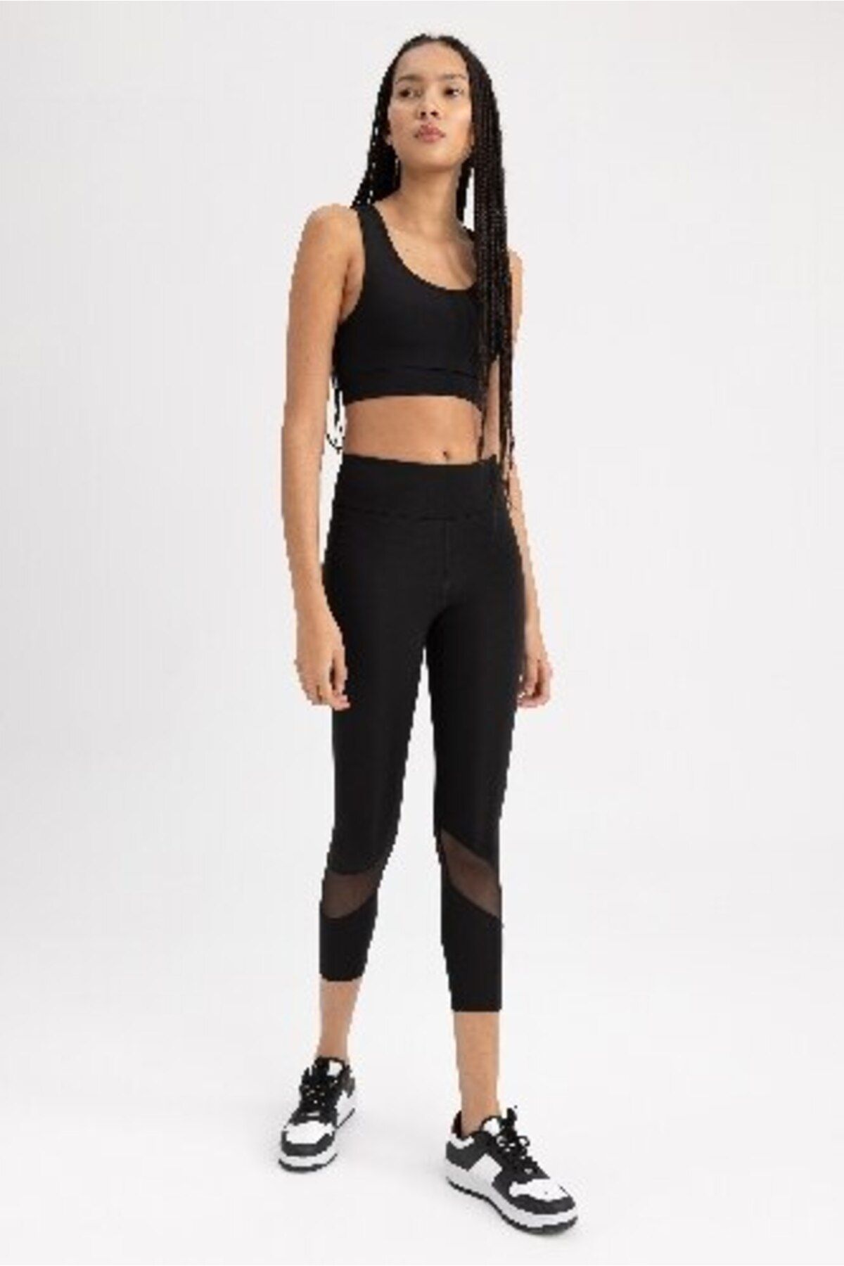 DeFacto-Schwarze Sport-Leggings mit hoher Taille und Tülldetails – Z9848az23sp 2