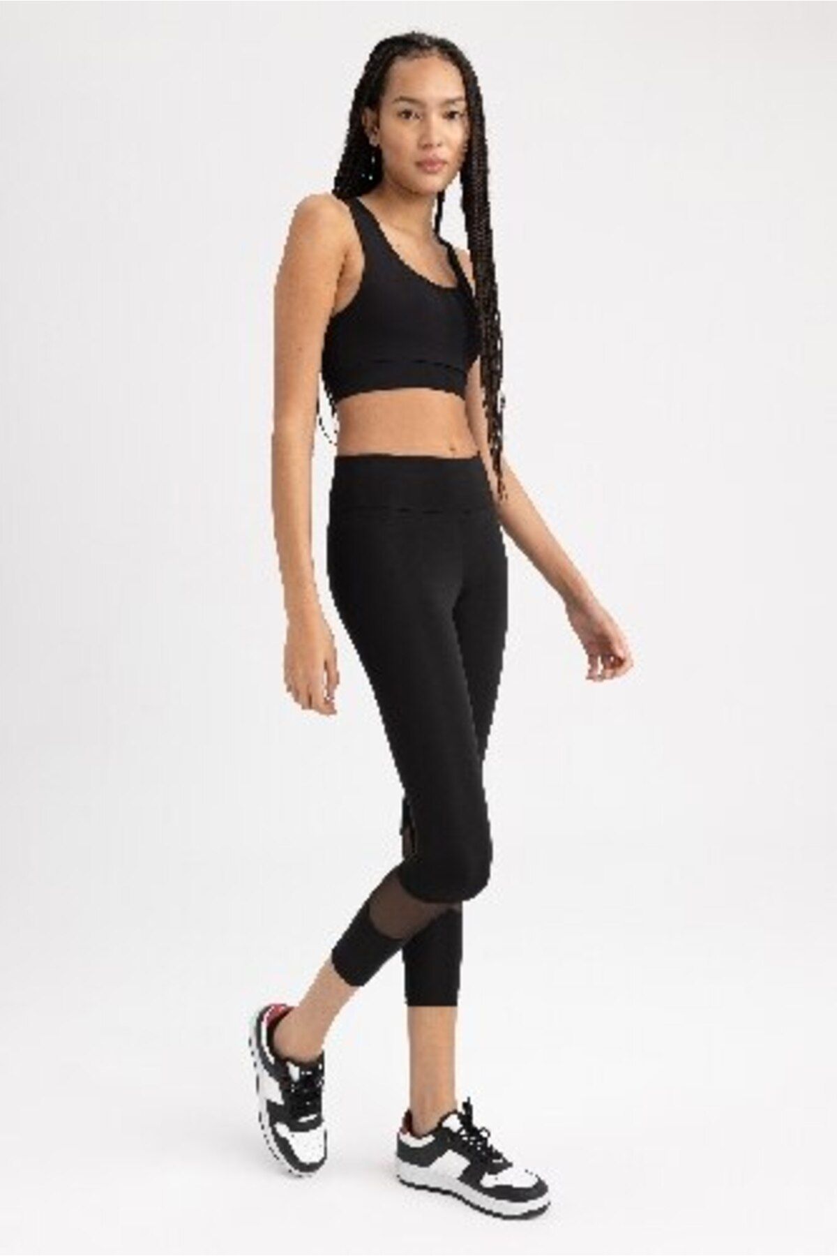 DeFacto-Schwarze Sport-Leggings mit hoher Taille und Tülldetails – Z9848az23sp 3