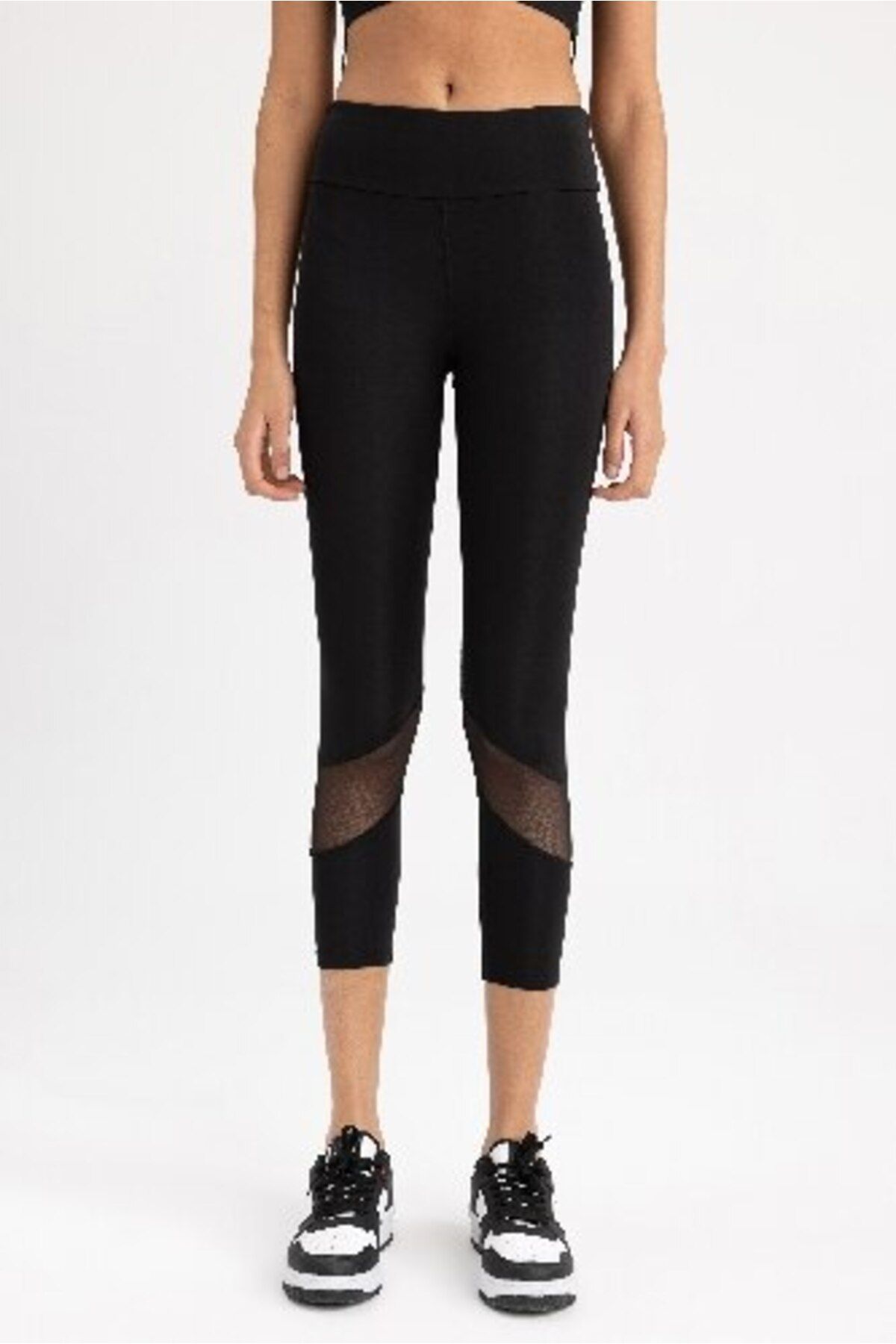 DeFacto-Schwarze Sport-Leggings mit hoher Taille und Tülldetails – Z9848az23sp 5