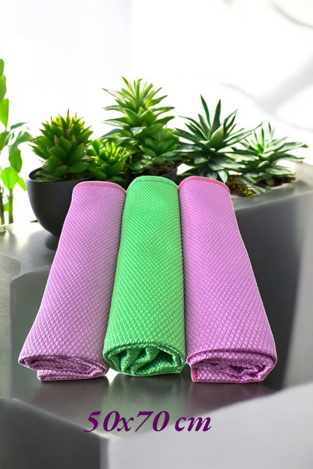 LEON CLUB ÜSTÜN ÖZELLİKLİ MİKROFİBER SİHİRLİ CAM BEZİ 3'LÜ SET 50X70