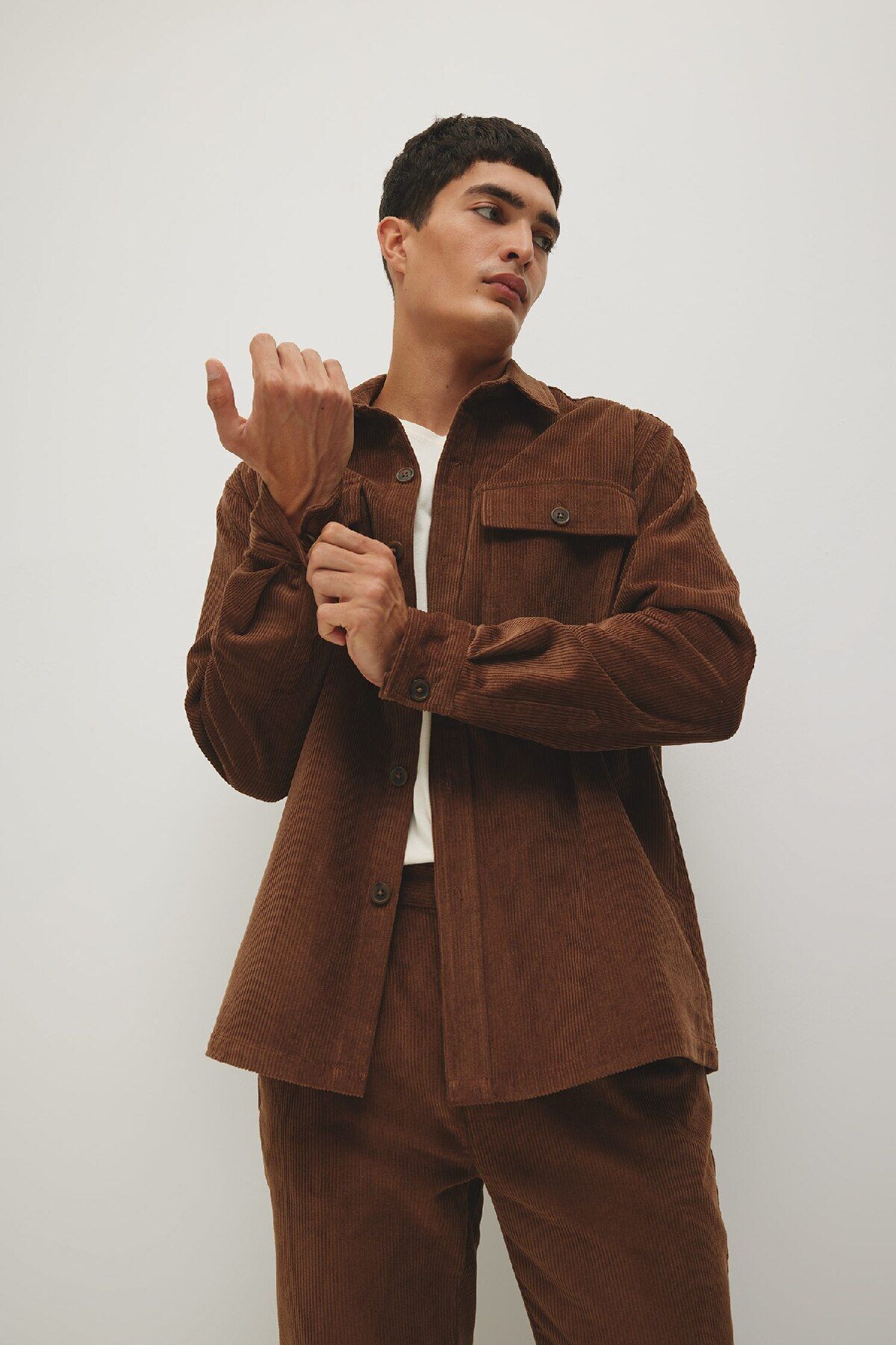 DeFacto-Cord-Langarmshirtjacke mit normaler Passform und Polokragen A7978ax23au 3