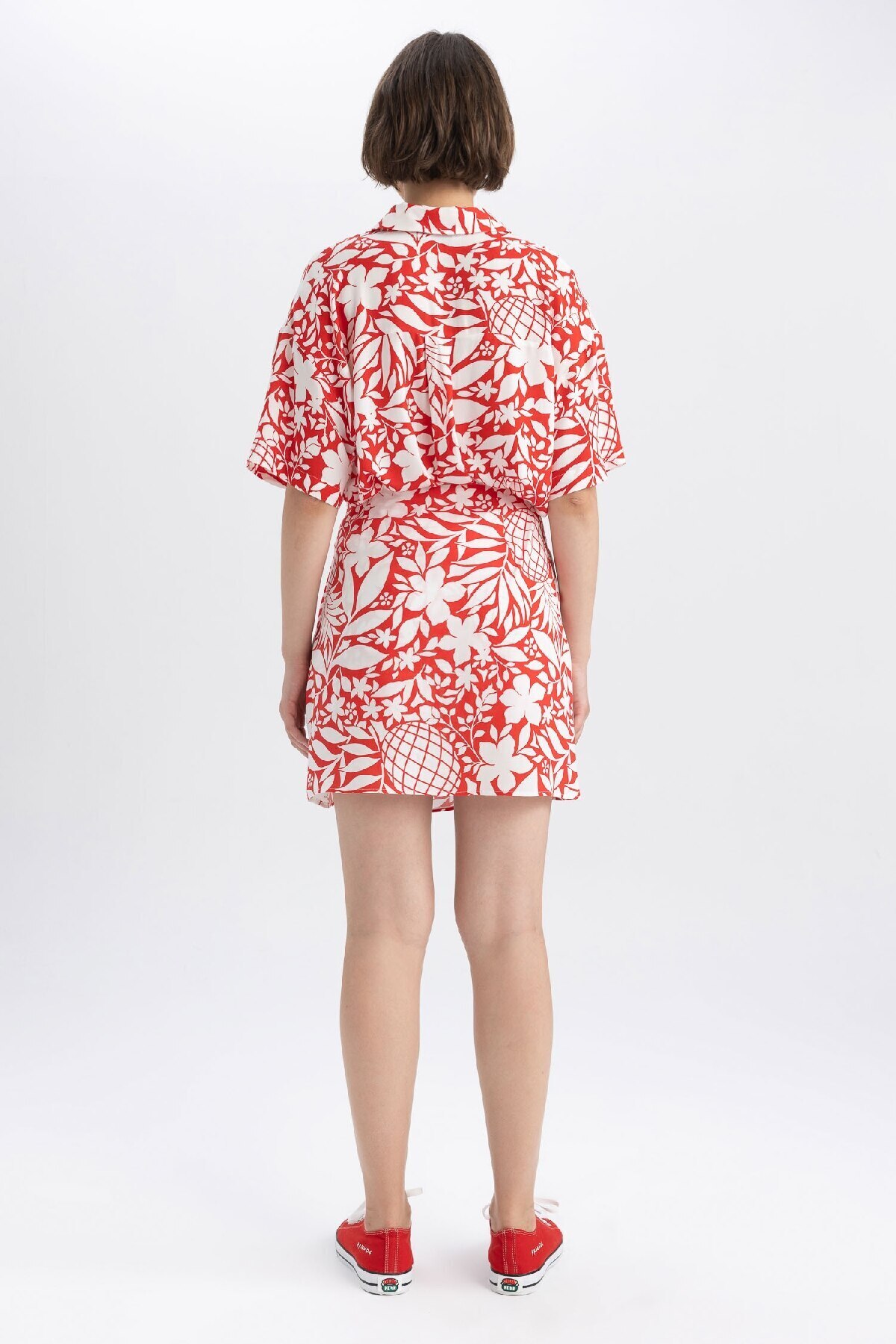 DeFacto-Tropical Patterned Mini Shorts Skirt A9140ax23sm 7