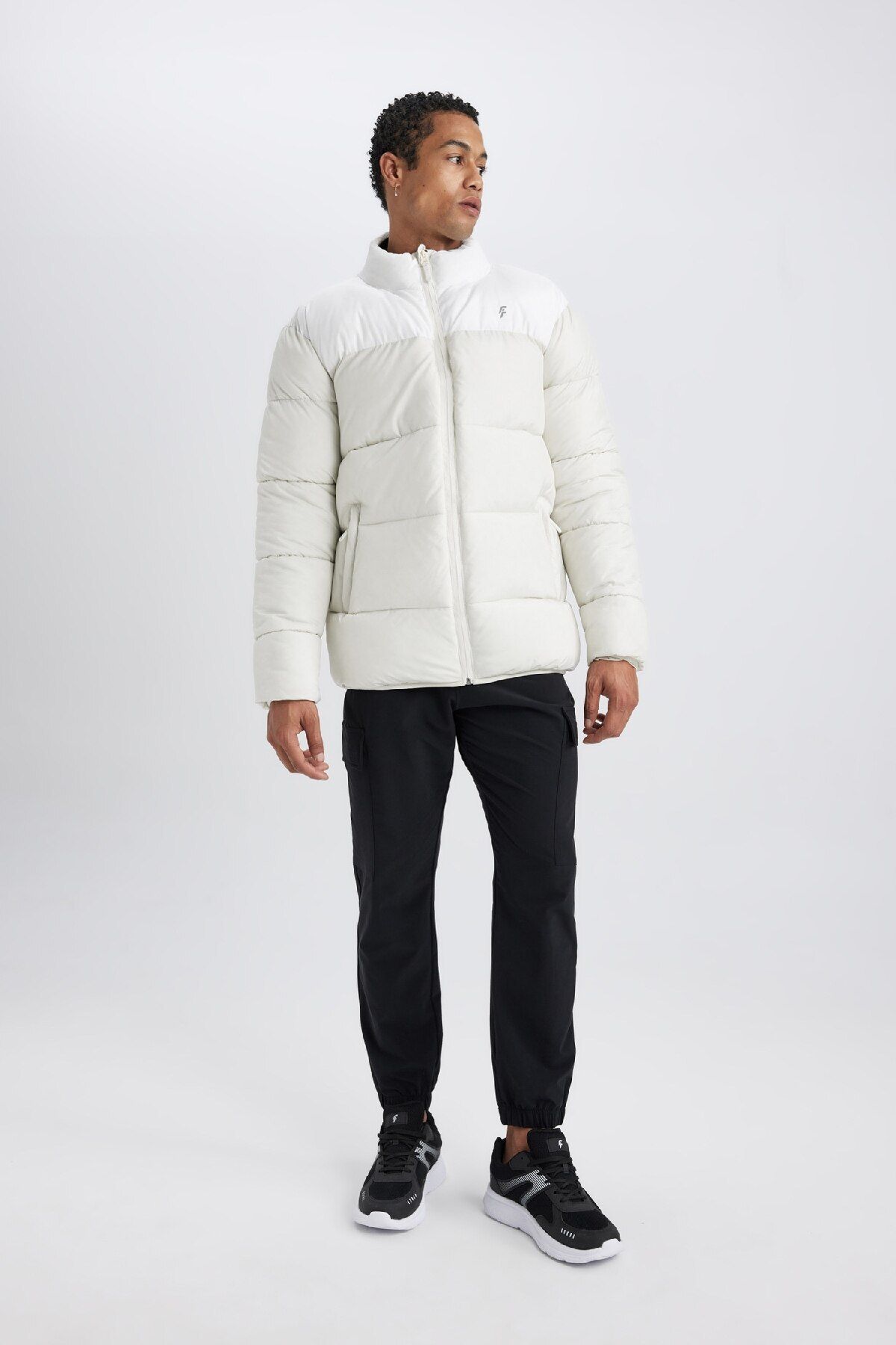 DeFacto-Defactofit Water Repellent Inflatable Coat Windproof Oversize Wide Fit with Zipper Pocket Y7376Az24Sp 2