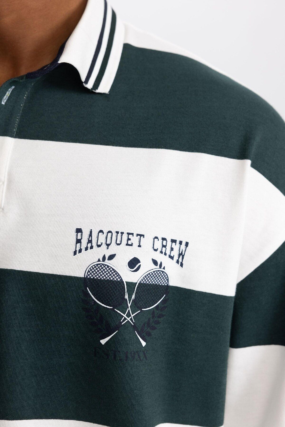 DeFacto-T-shirt polo Fit Boxy Fit w paski z długim rękawem A9874ax23wn 8