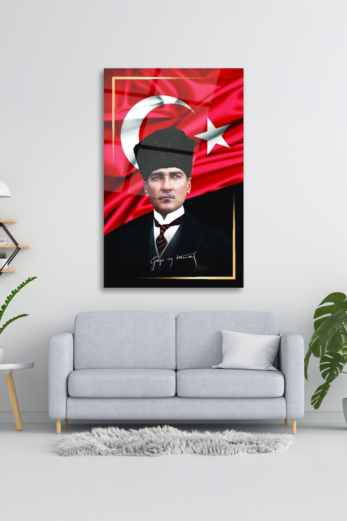 Türk Bayrağı Ve Atatürk Cam Tablo-2 görsel 3