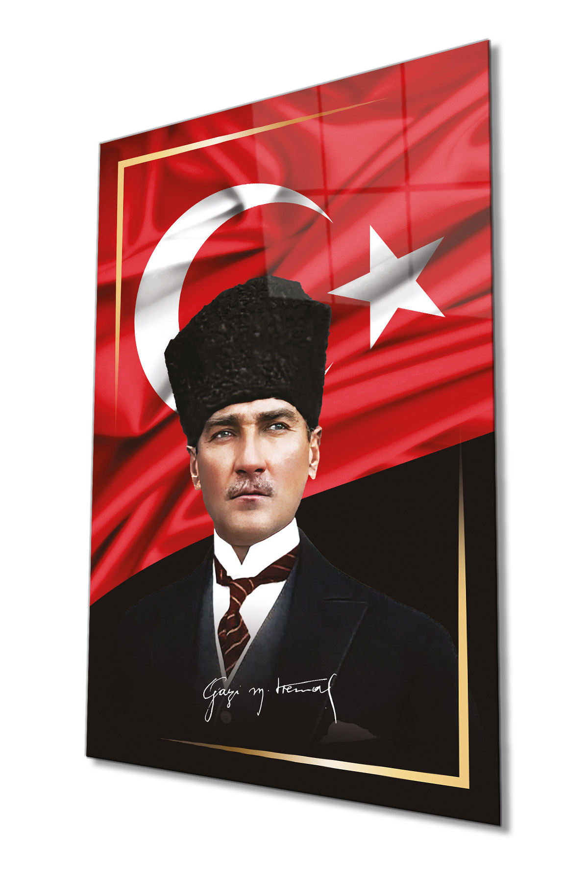 Türk Bayrağı Ve Atatürk Cam Tablo-2