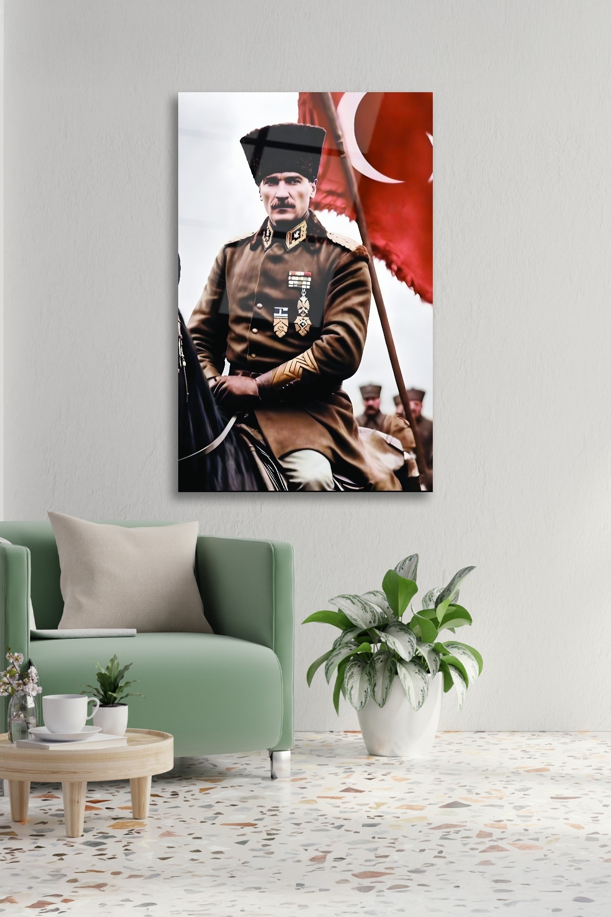 Türk Bayrağı Ve Atatürk Cam Tablo-7 görsel 2