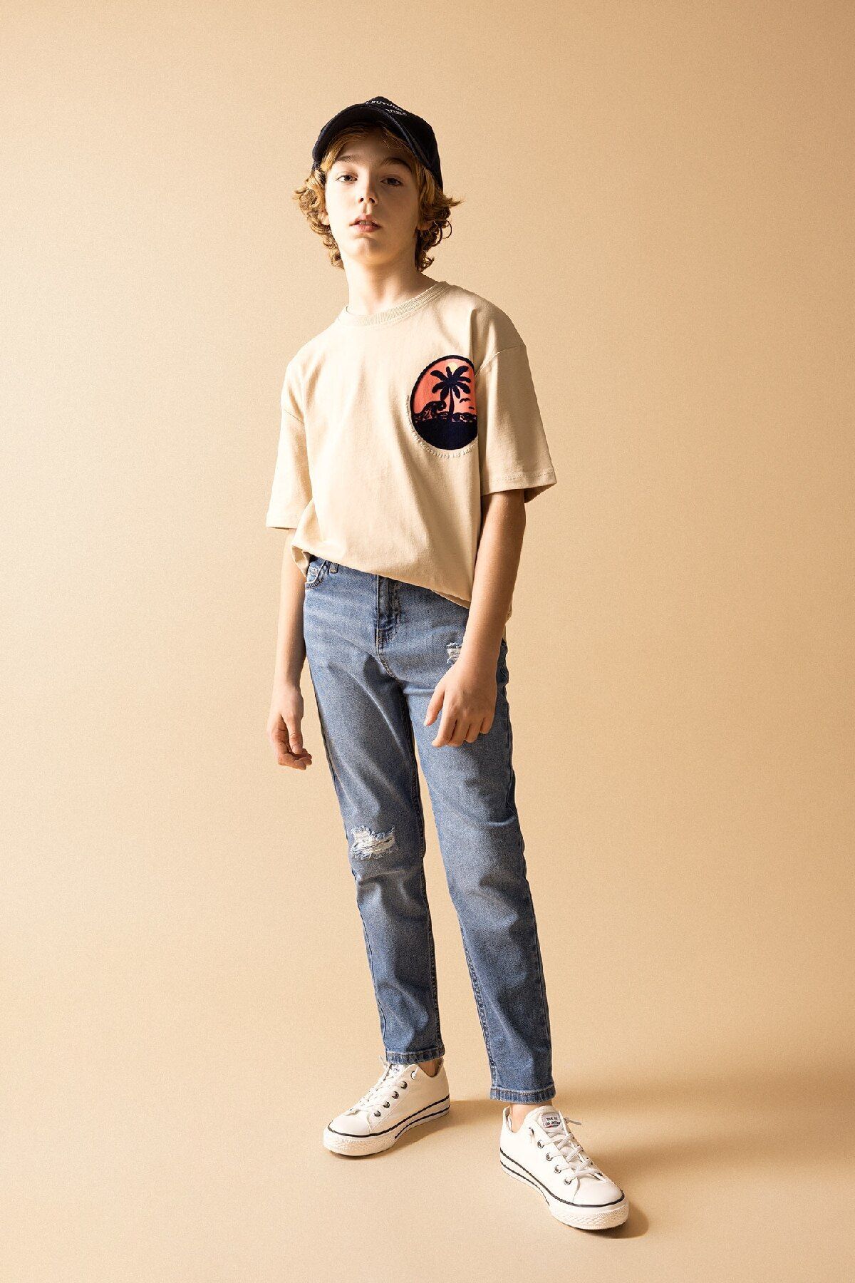 Erkek Çocuk Carrot Fit Yırtık Detaylı Düz Paça Jean Pantolon B6457a824sp