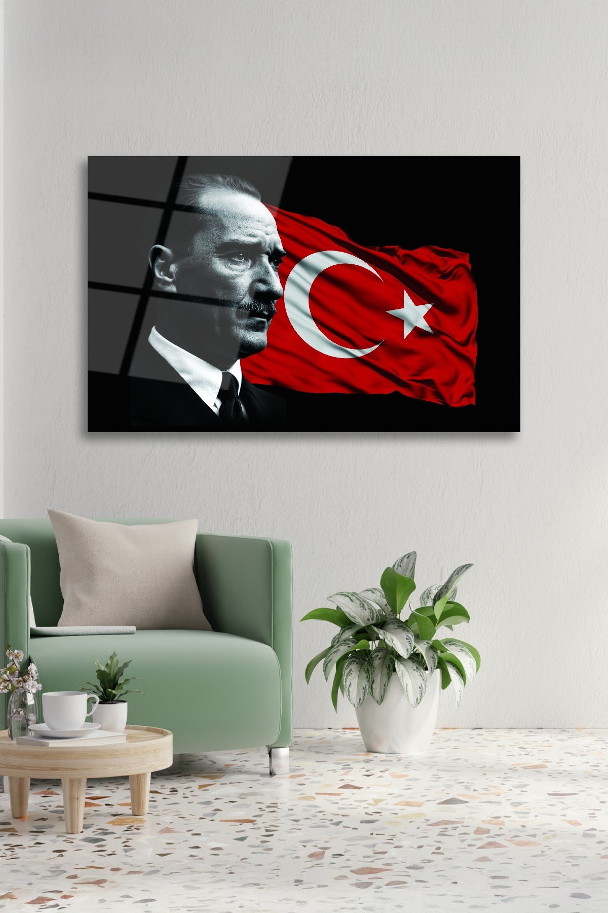Türk Bayrağı Ve Atatürk Cam Tablo-6 görsel 2