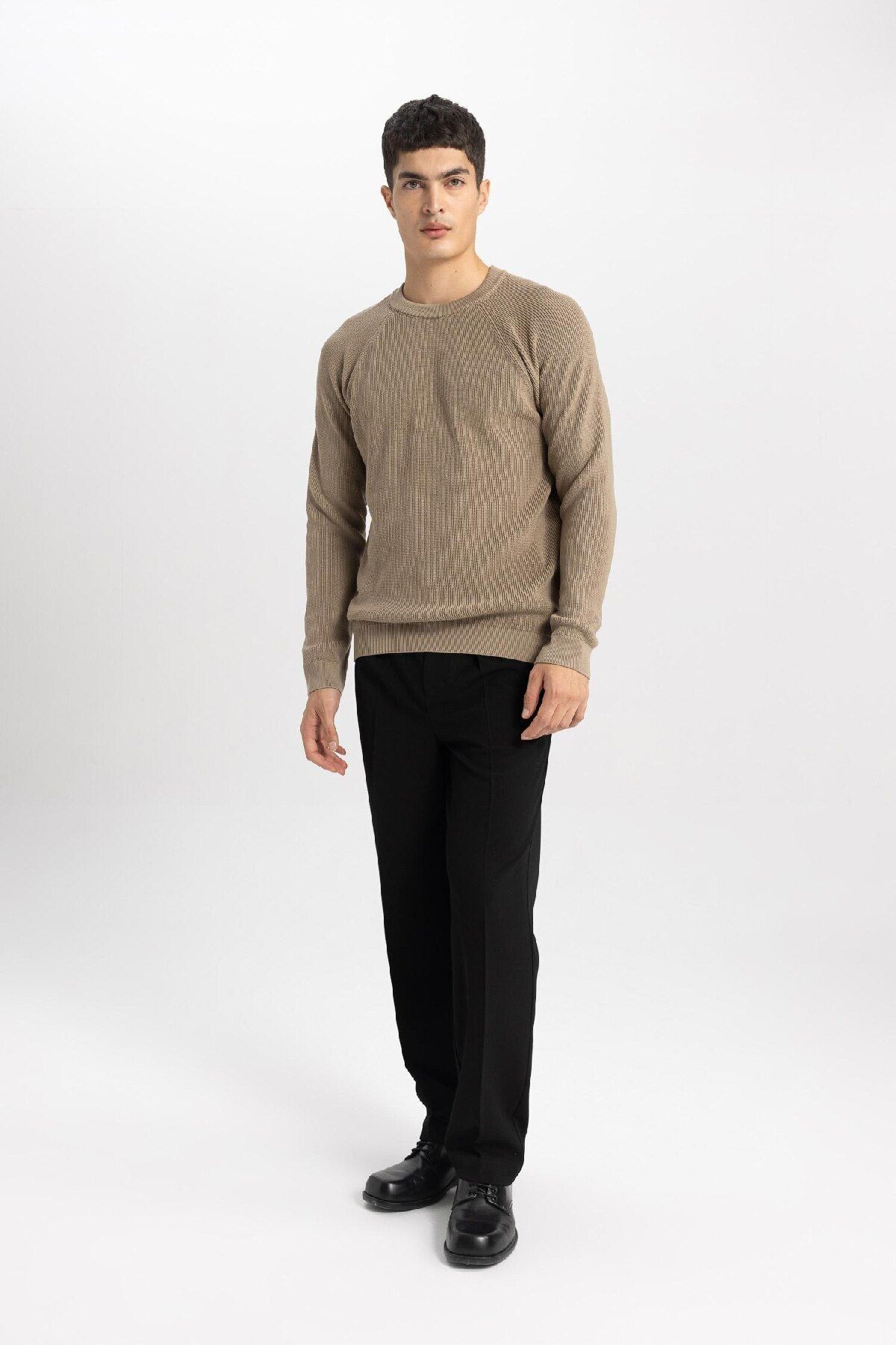 DeFacto-Standard-Passform, normaler Schnitt, Rundhalsausschnitt, Basic, einfarbig, Strickpullover A8458ax24sp 5