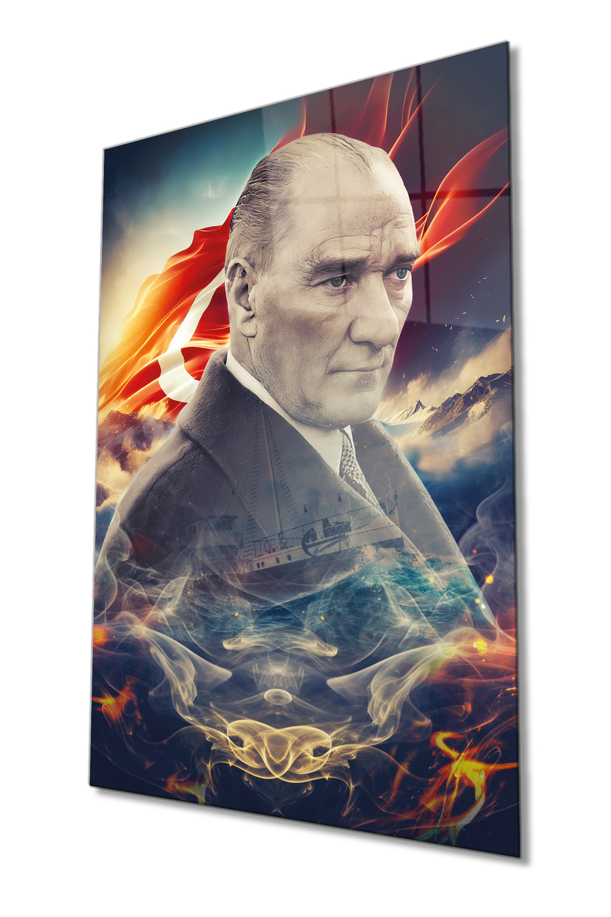 Türk Bayrağı Ve Atatürk Cam Tablo-5