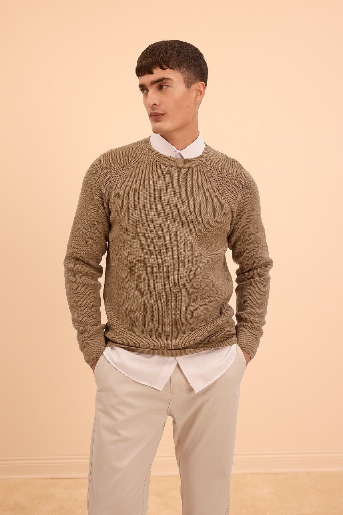 DeFacto-Standard-Passform, normaler Schnitt, Rundhalsausschnitt, Basic, einfarbig, Strickpullover A8458ax24sp 2