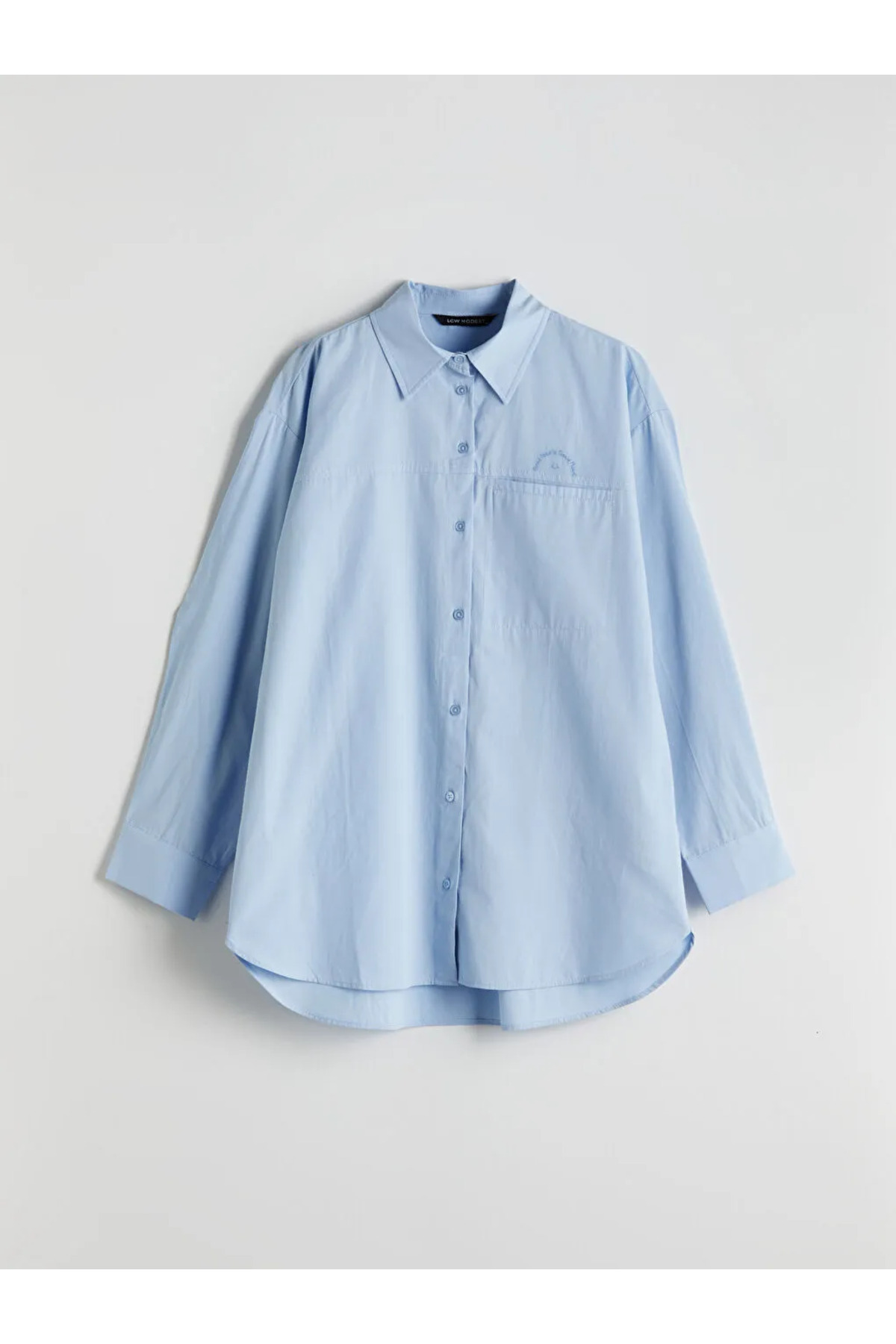 LC Waikiki-Cămașă pentru femei LCW Modest Blue Broderie Poplin Tunica 1