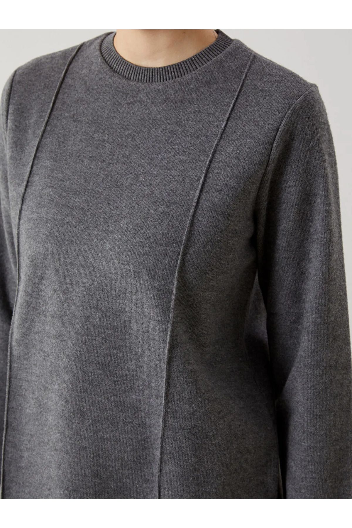 LC Waikiki-سترة نسائية برقبة دائرية من LCW Modest Anthracite 3