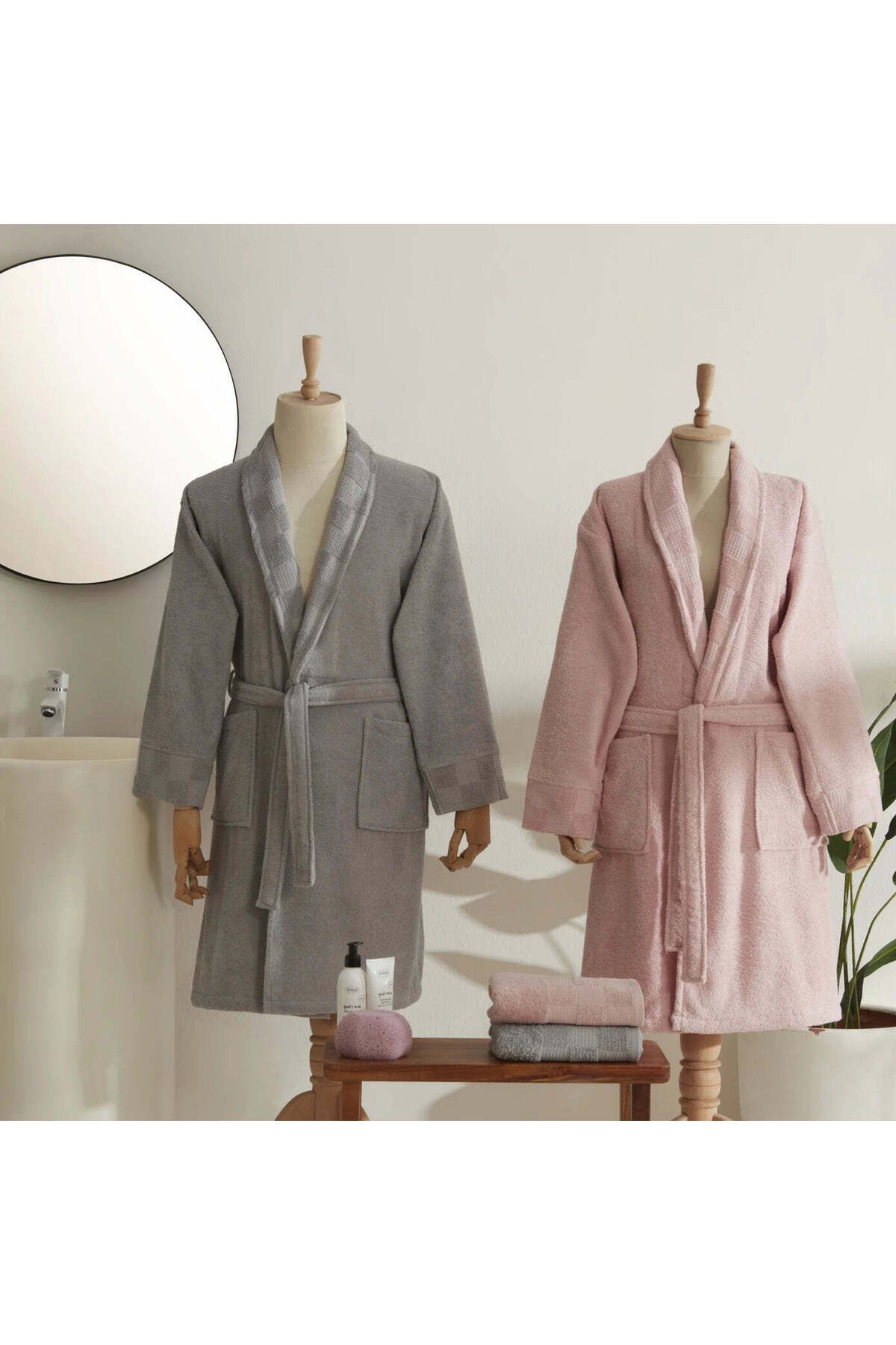 Karaca Set De Baie Pentru Familie Home Santos, 4 Piese, Gri Pulbere Unisex - S/M
