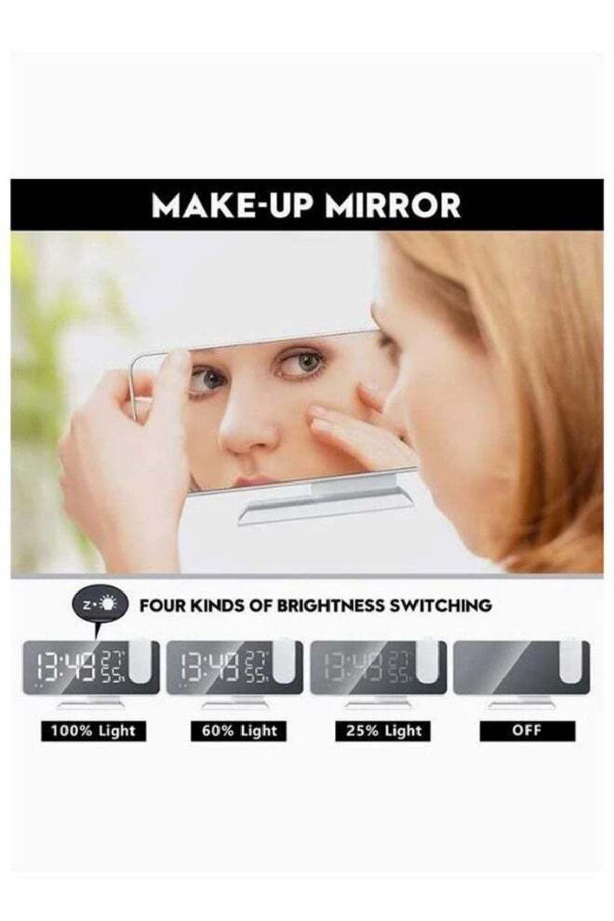 COOYA-Led Mirror Digital Alarm Clock,ajustable Projection & Brightness Control,two Clocks,for Office 6