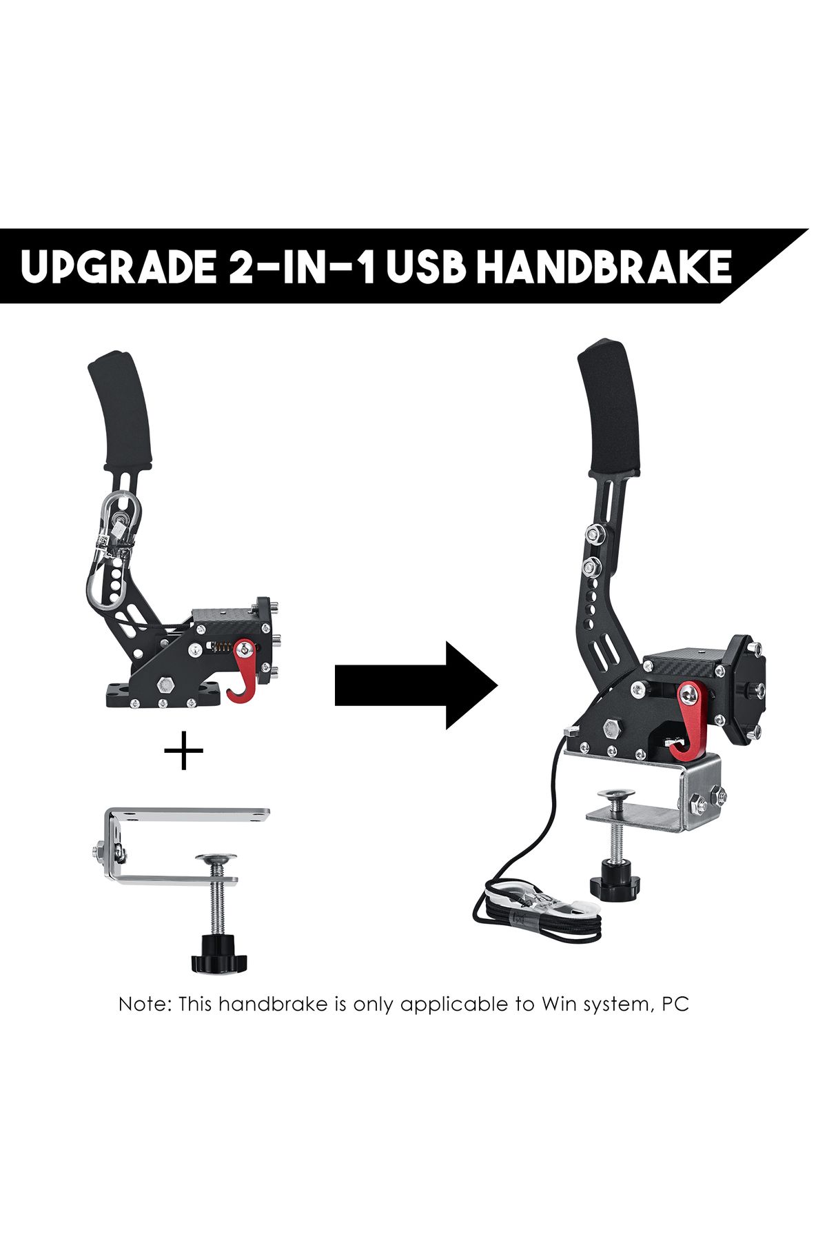 FlashHawk-16-bit USB handbrake with Clip Suitable for Racing Games and Logitech G27 G29 (PC System only) 4