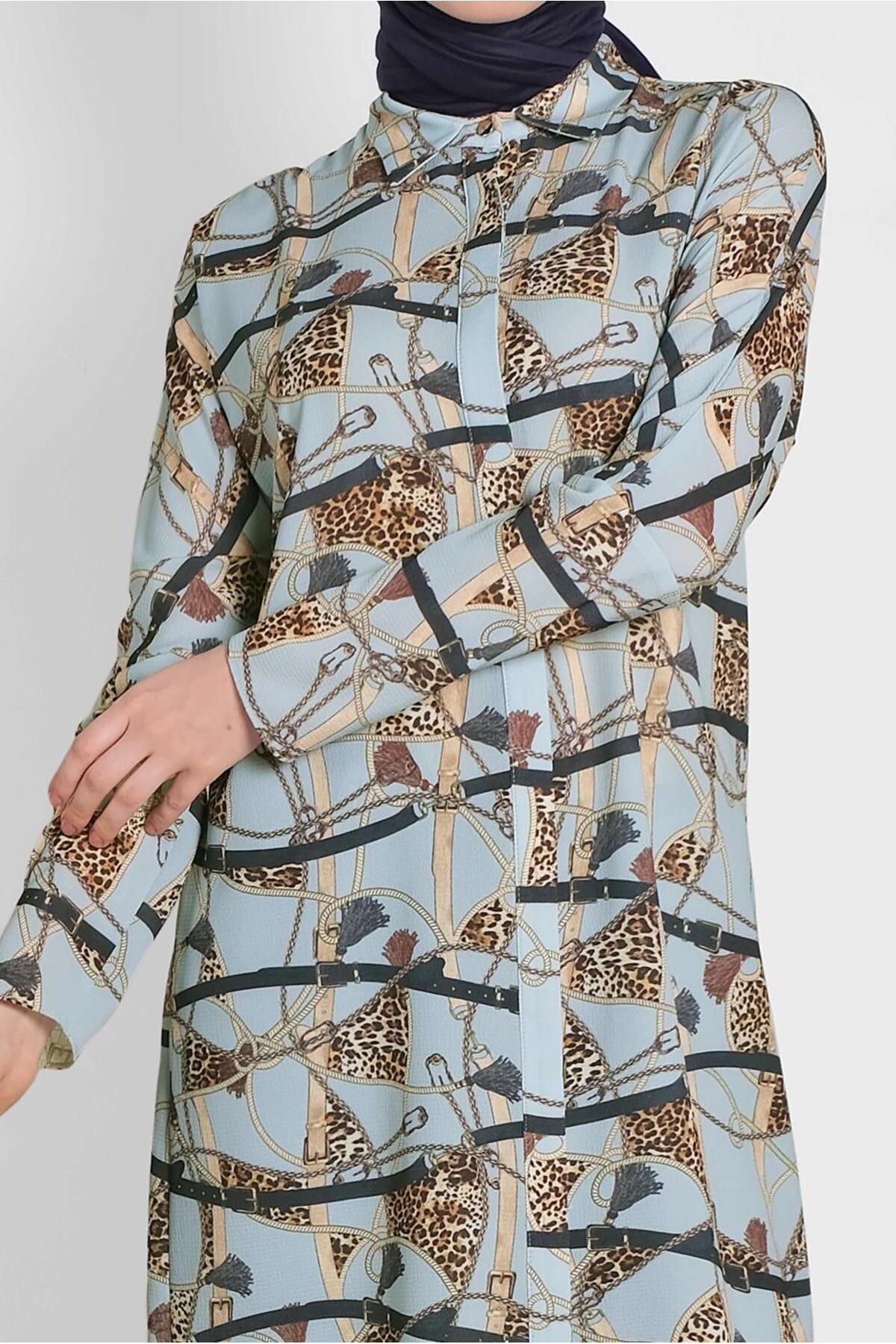 Alvina-Hidden Button Patterned Tunic 4492-1 4