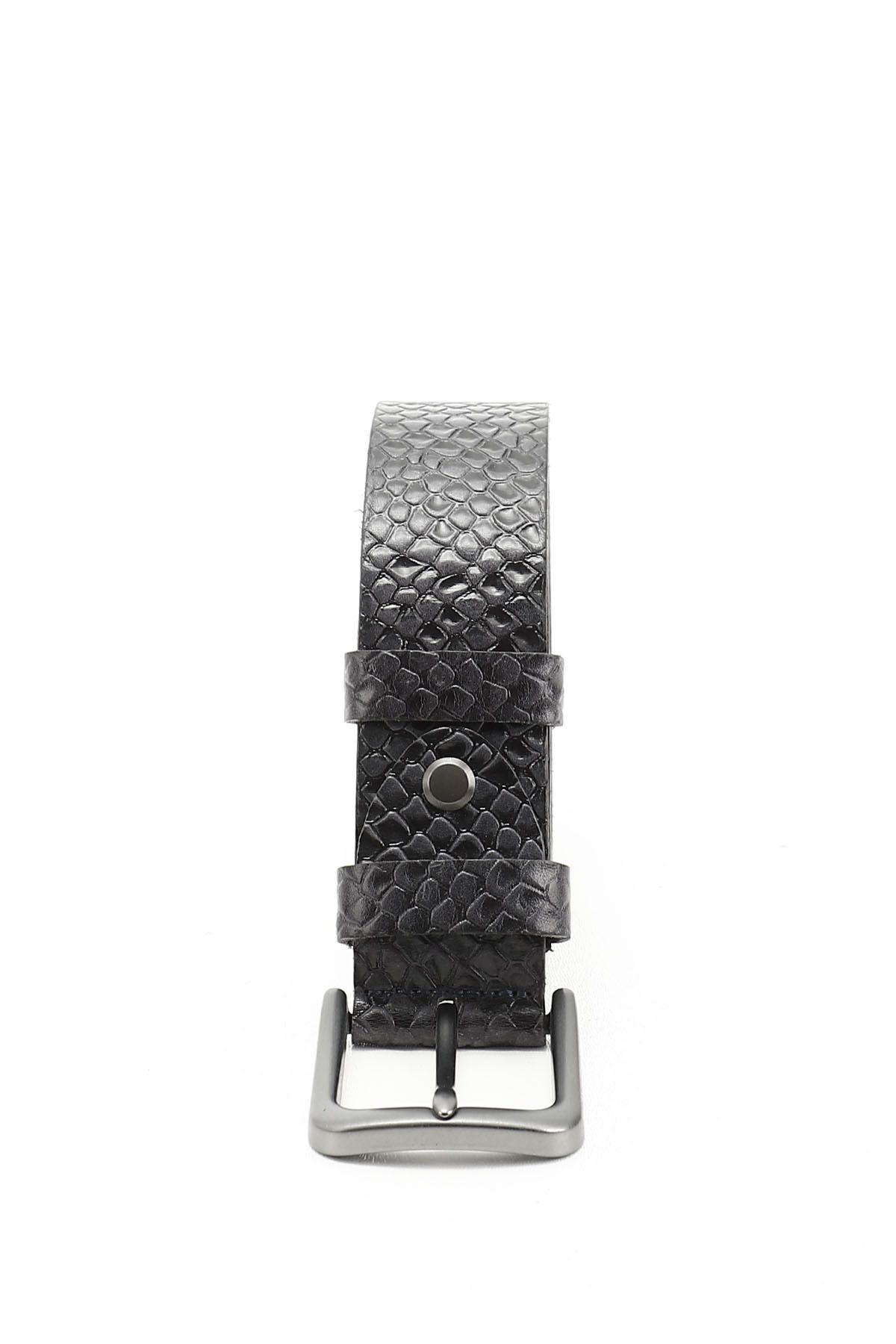 GÖNDERİ(R)-Navy Blue Antique Gön Genuine Leather Men's Belt 14075 3