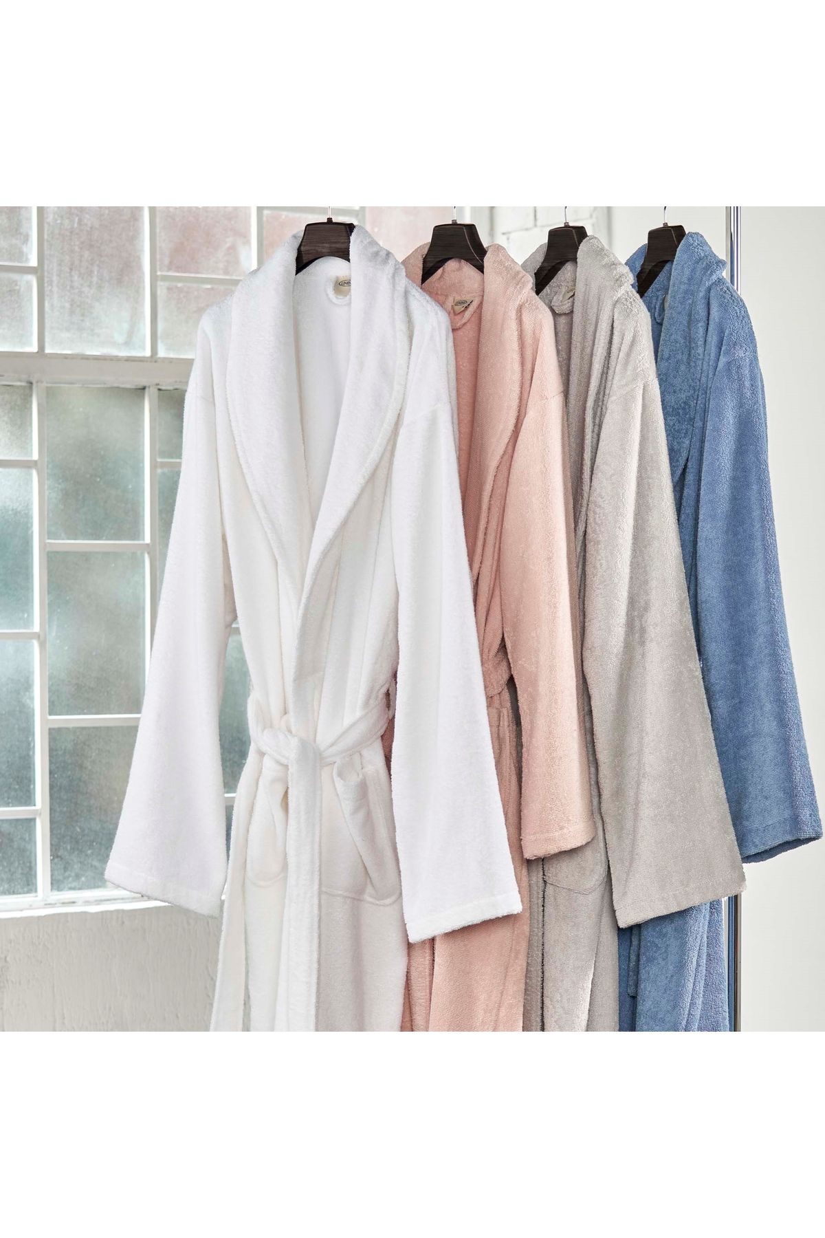 Linens-Soft Cotton Bathrobe White m 3