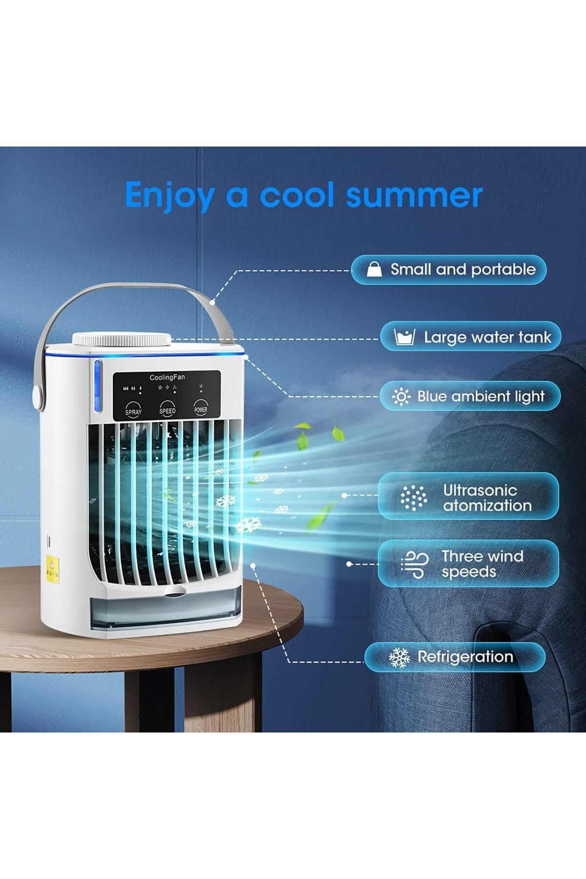 COOYA-Portable Air Conditioner Cooling Fan, Lightweight and Portable, for Room/Office & More 8