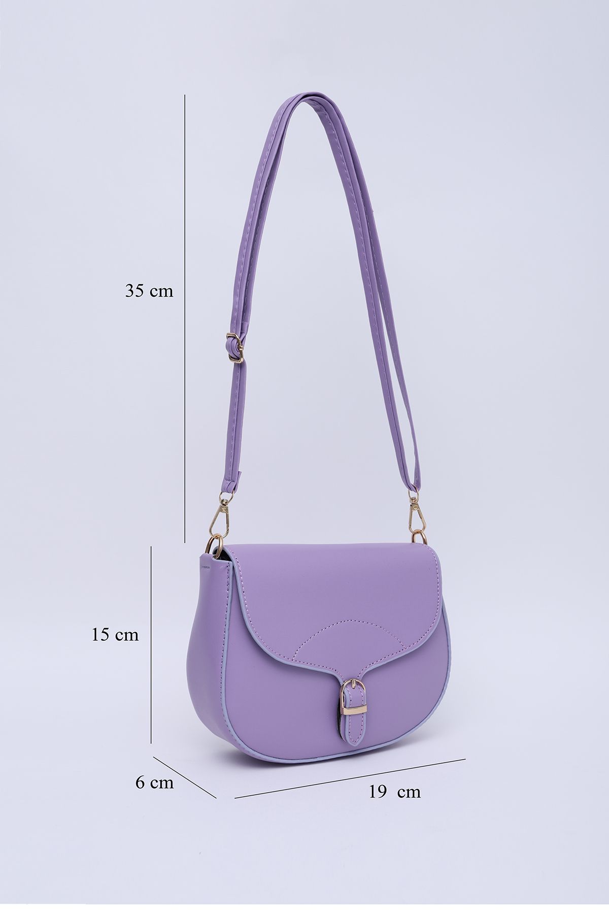 SHAKA-Lilac Shk17 Simple and Stylish Snap Closure Crossbody Shoulder Bag with Adjustable Strap L:16 E:18 W:6 2