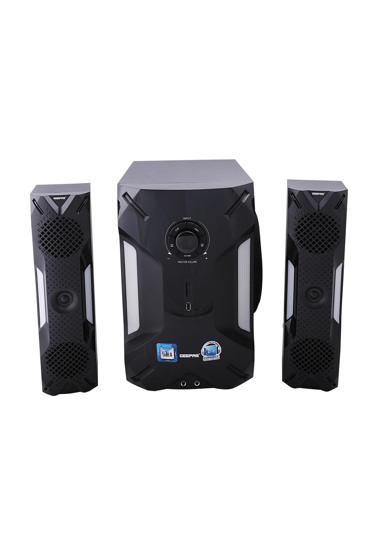 Geepas-مكبر صوت متعدد الوسائط ٢.١، ٣٥٠٠٠ واط، مقاس ٨ بوصات، منفذ USB، بلوتوث، ومدخلات أجهزة متعددة، مناسب لأجهزة الكمبيوتر الشخصية، وبلايستيشن ٤، GMS8507 1