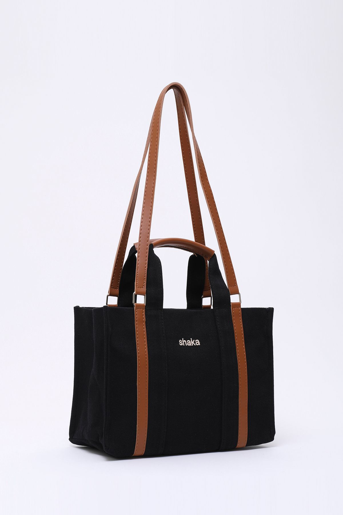 SHAKA-Black Shk170 Canvas, Single Compartment, Inner Pocket, Lined, Hand, Arm and Shoulder Bag with Femuar 2