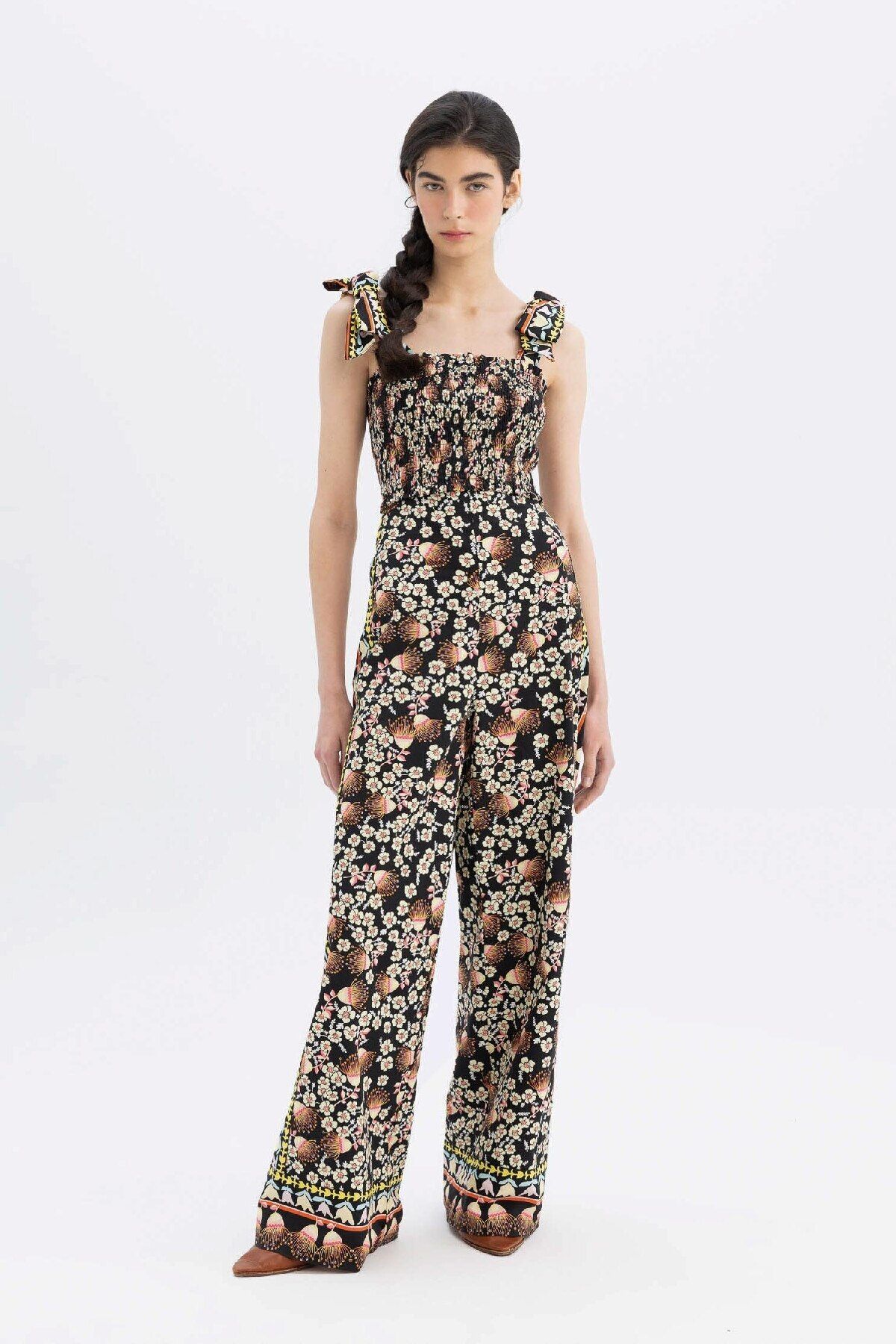 DeFacto-Lug Von Siga X Patterned Poplin Long Jumpsuit with Attachable Strap C1648Ax24Sm 5