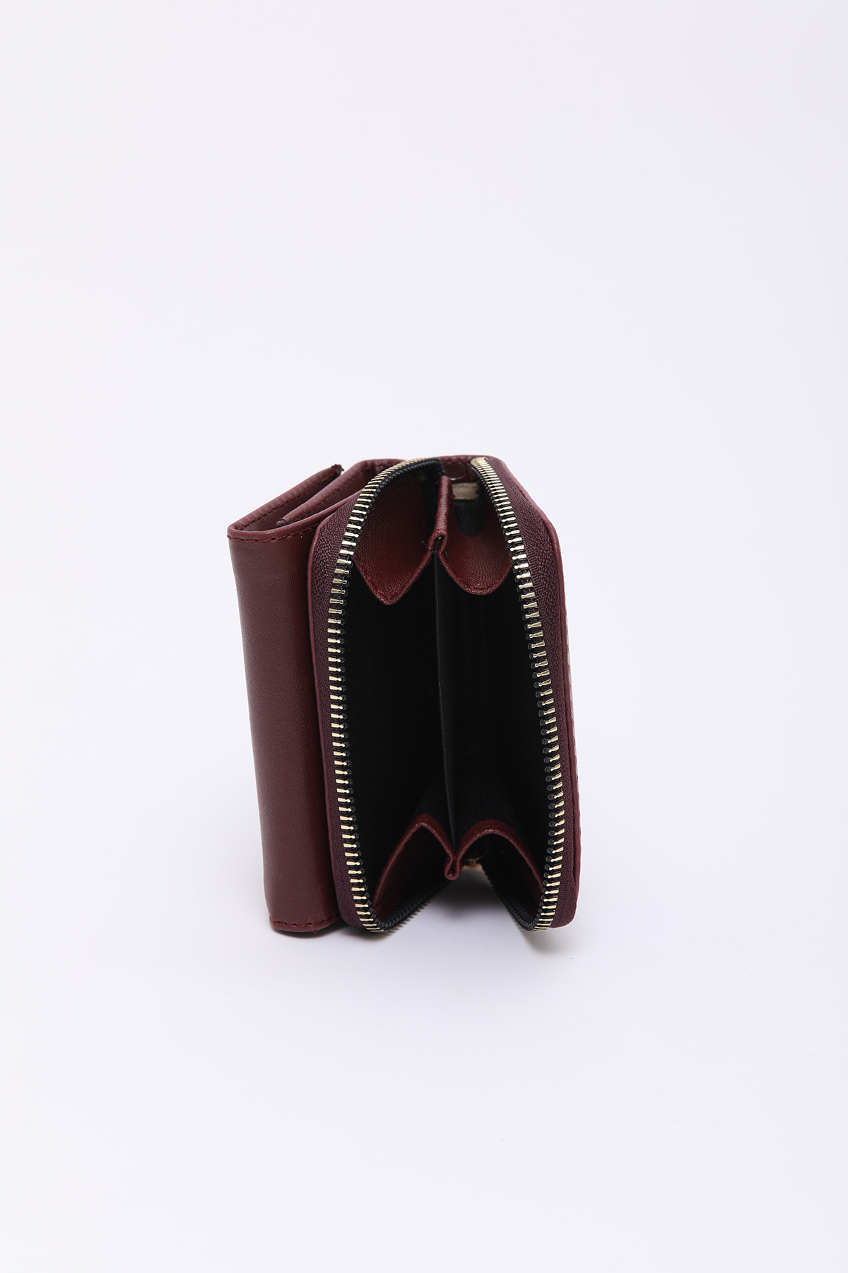 SHAKA Bordo Shk177 Suni Deri 8 Bölmeli, Kartlık, Kağıt ve Bozuk Para Bölmeli Çıtçıtlı Cüzdan görsel 7