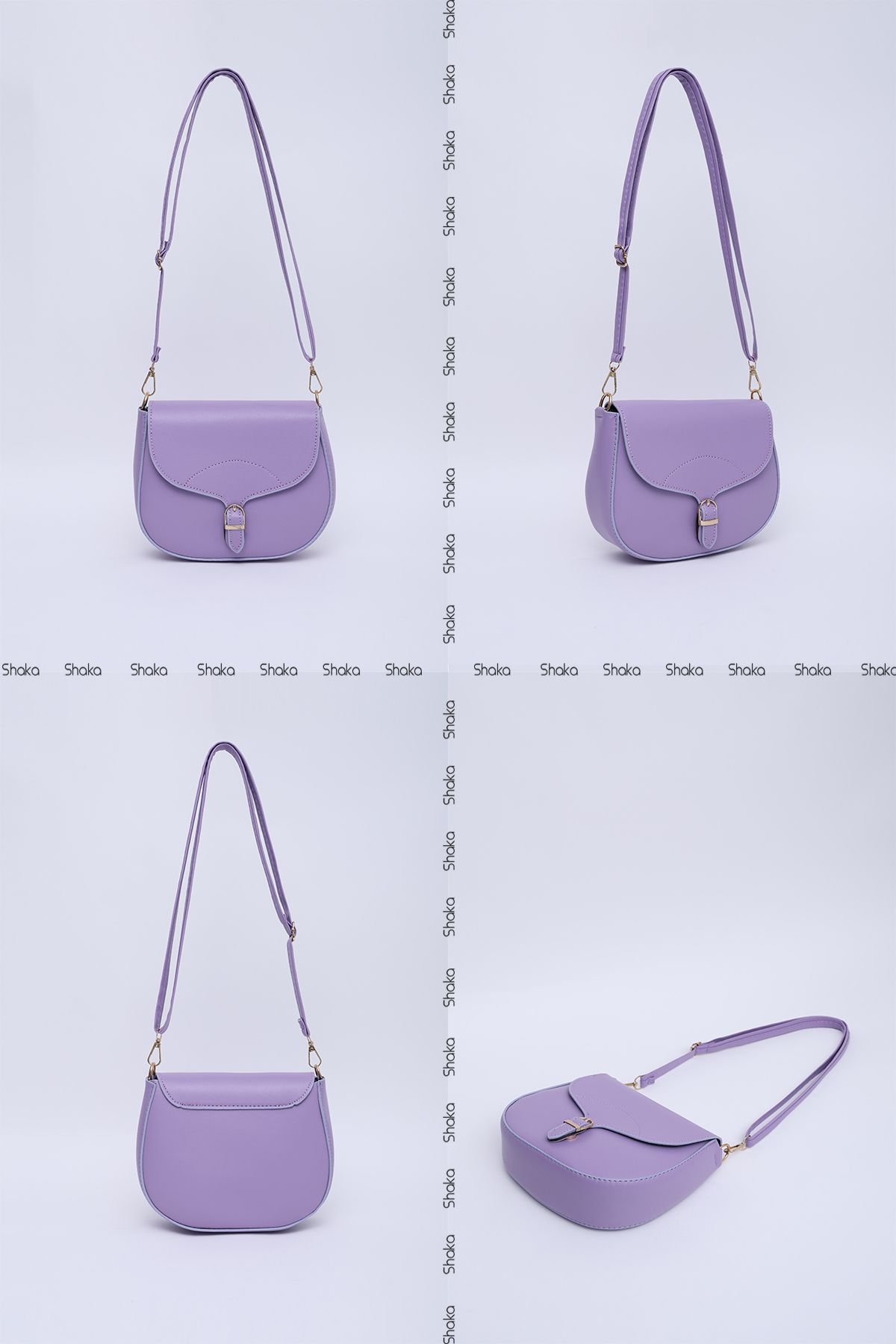 SHAKA-Lilac Shk17 Simple and Stylish Snap Closure Crossbody Shoulder Bag with Adjustable Strap L:16 E:18 W:6 8
