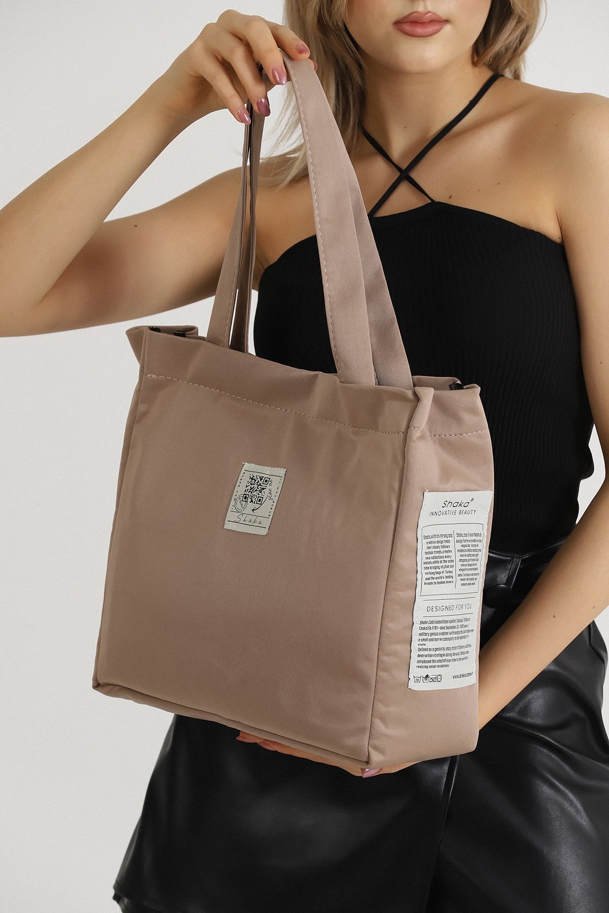 SHAKA-Mink Shk52 The Tote Bag Canvas Fabric Daily Geantă de umăr pentru femei L:30 E:30 L:10 3