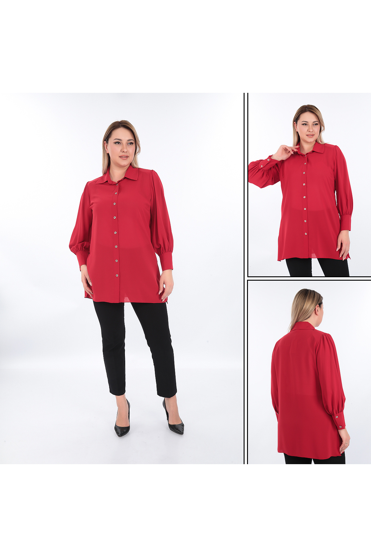 KİFAYET-22553 Polo Neck Long Sleeve Long Tina Shirt (R) (C102) 5